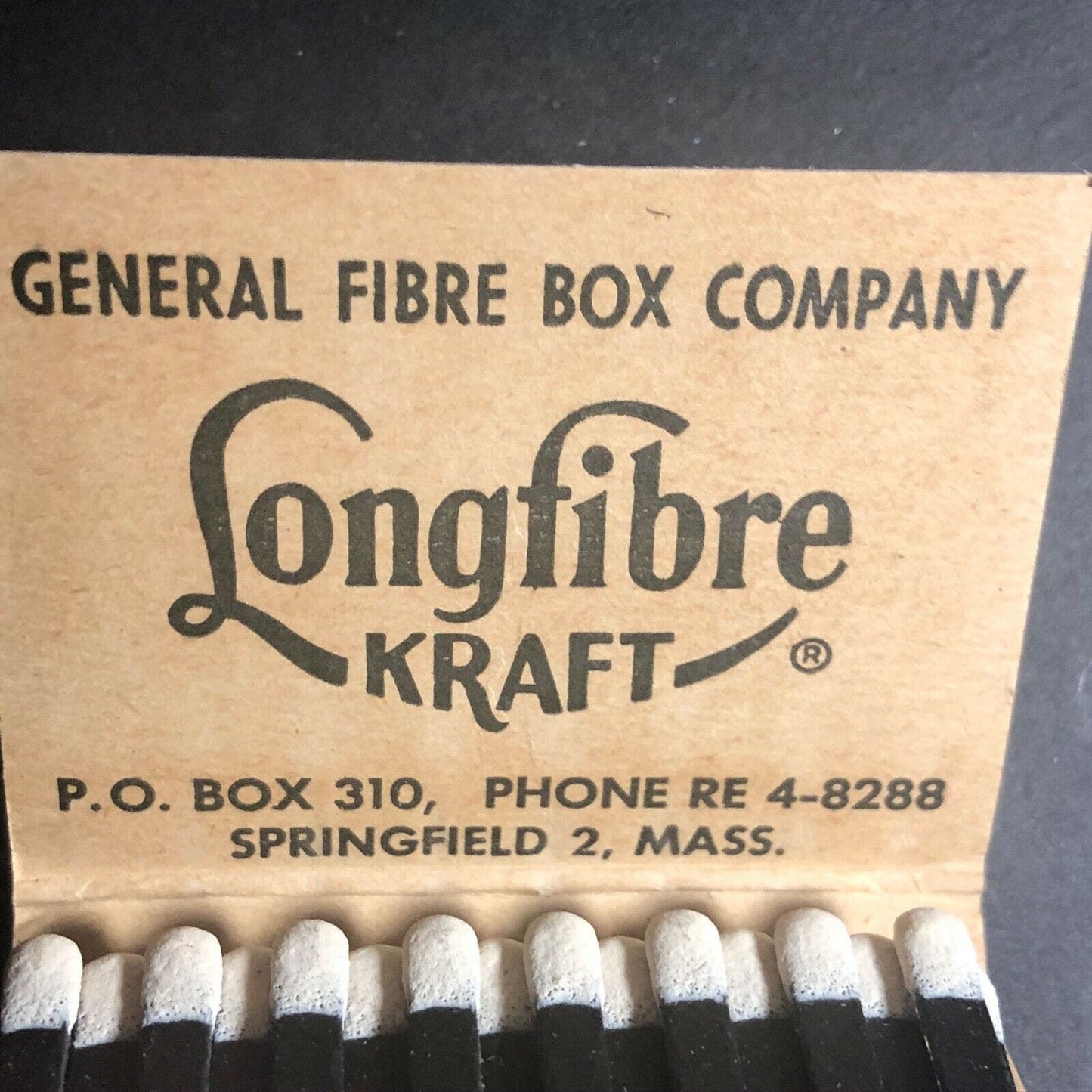 Scarce 60's-70's Full Matchbook "Longfibre Kraft" Fire Box Co. Springfield, MA
