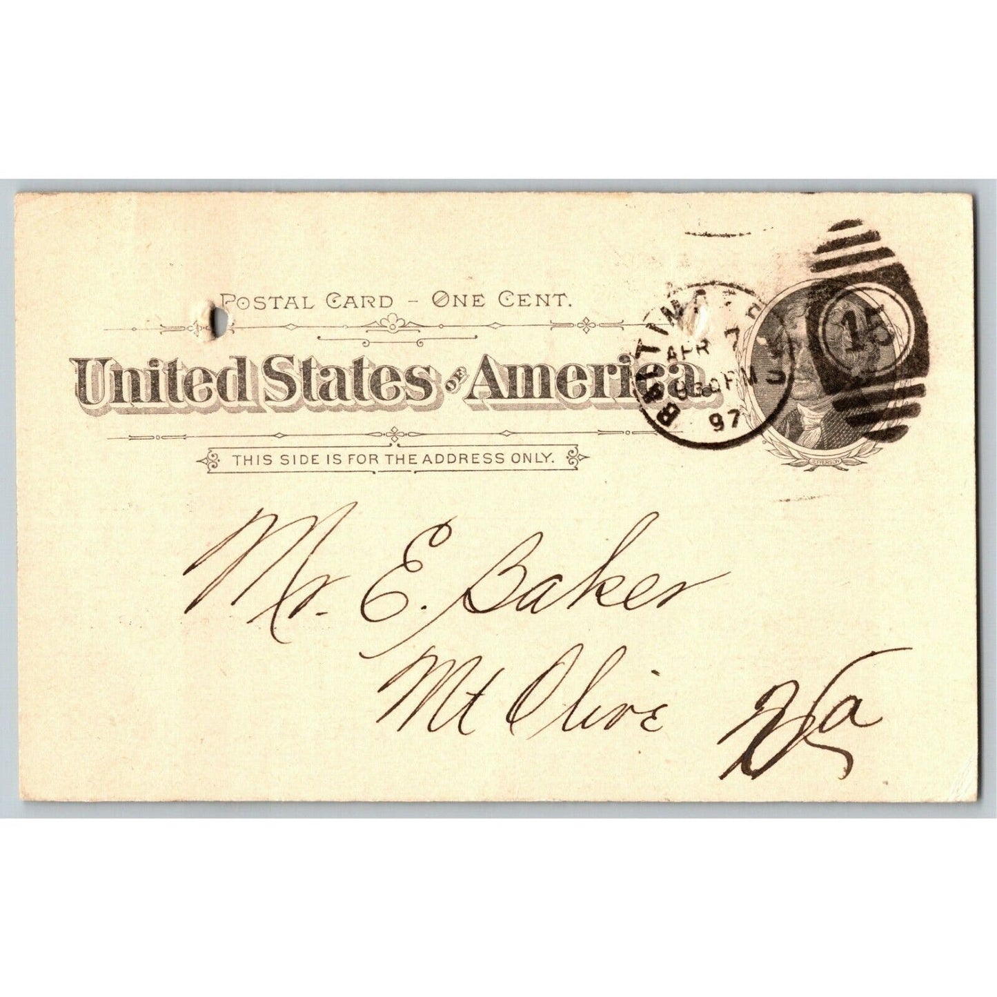 1897 Adv. Payment Conf. Postcard C.H. Torsch Tinware Baltimore E. Baker*