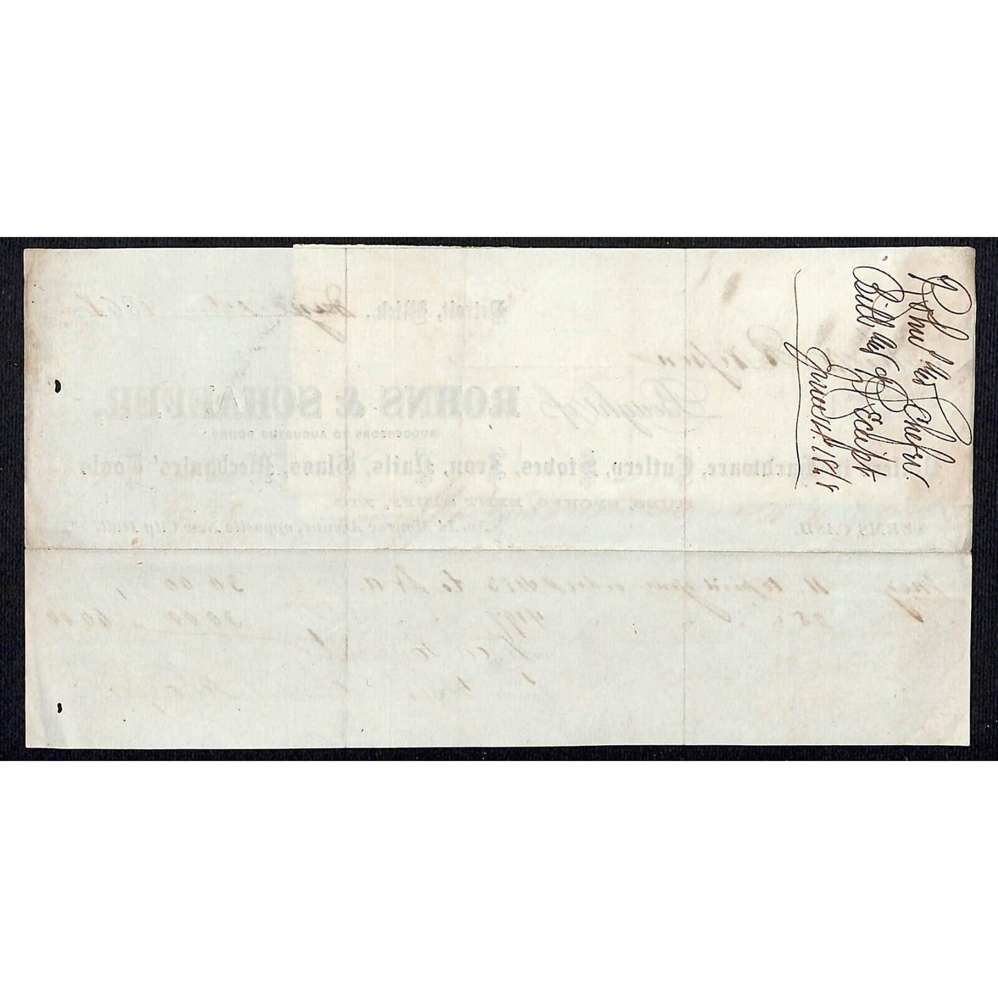 Detroit Letterhead Rons & Schaefer Hardware Cutlery Stoves 1868 w/ 2 Rev Stamps