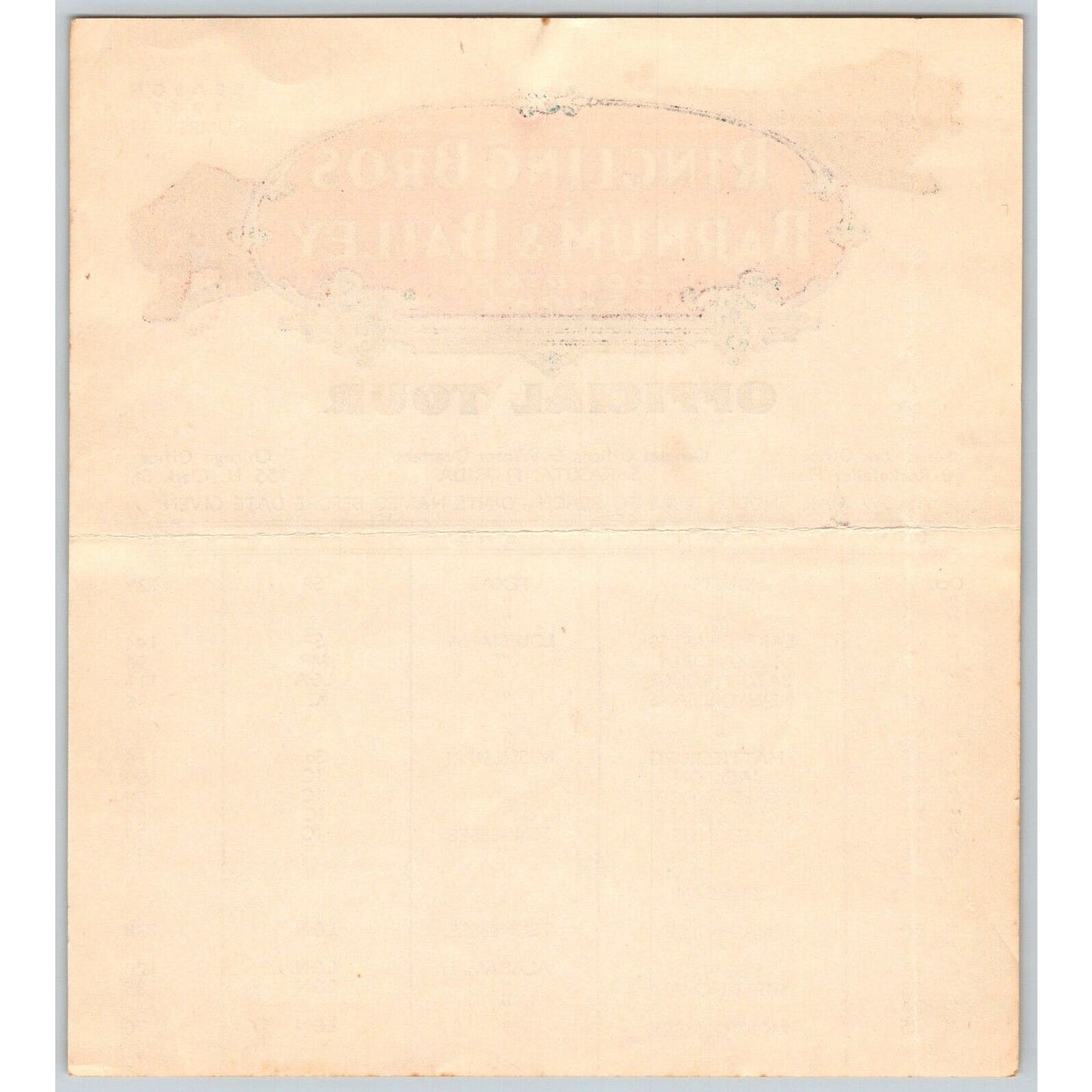 1947 Ringling Bros Barnum Bailey Circus Route Card New Orleans Memphis Nashville