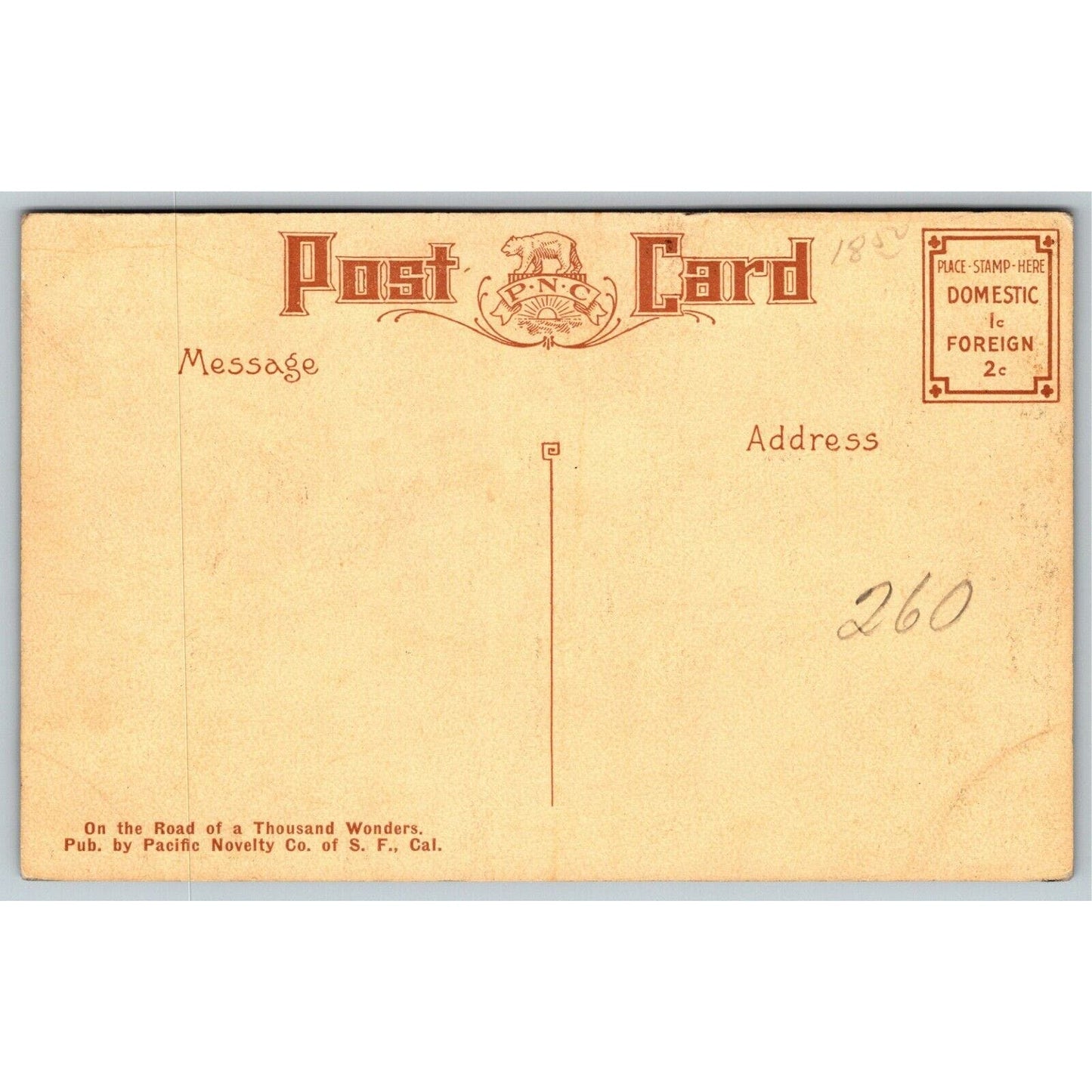 Vintage c1908-14 PPC Postcard - "High School, Fresno, California" Unmailed