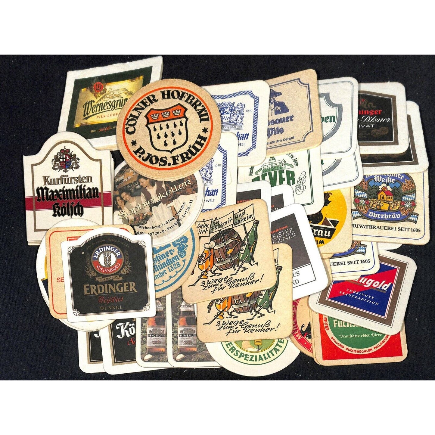 Vintage German Beer Coasters c80's-90's 50pcs Asst. w/ Some Duplicates