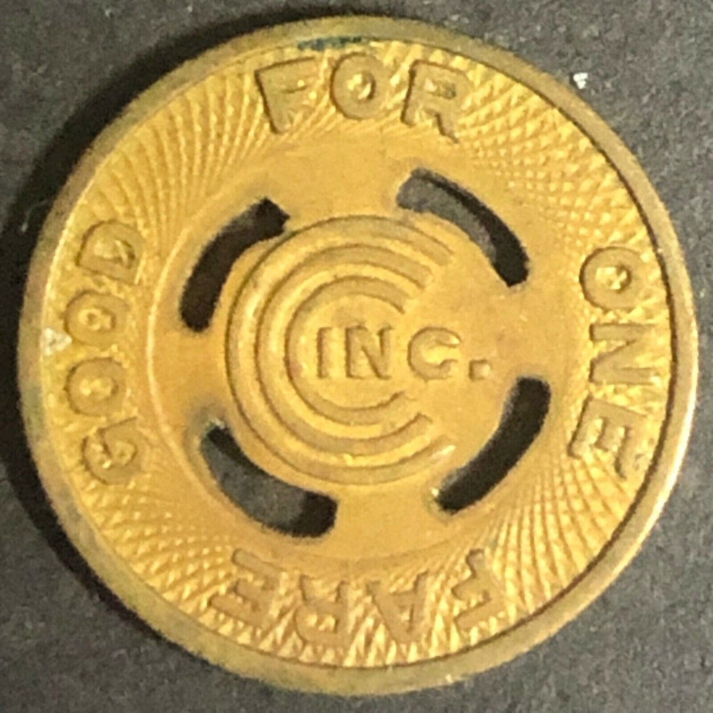 c1937 16mm Coast Cities Coaches G/F One Fare Token Asbury Park, NJ (1165)