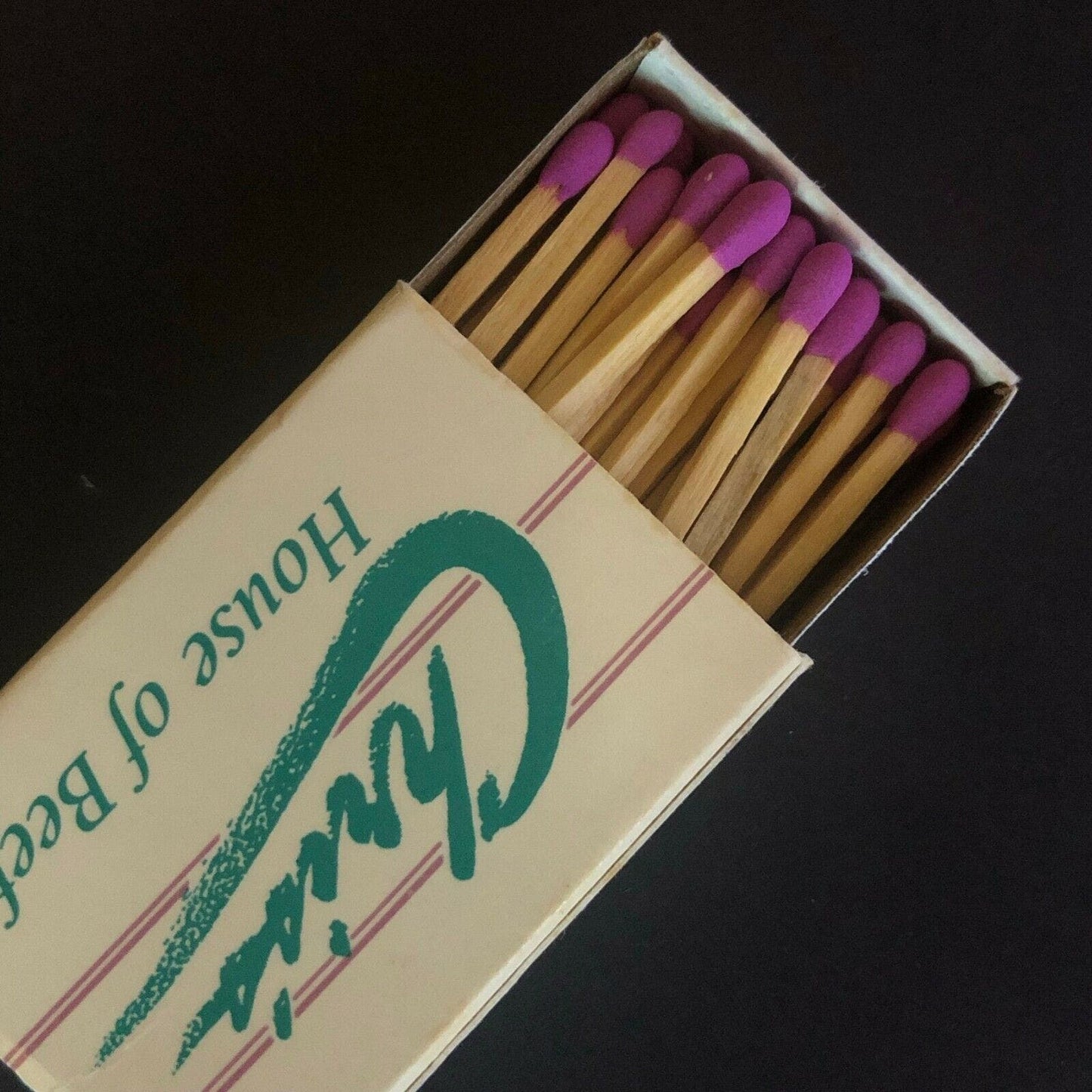 c1980's-90's Wooden Matchbox Matchbook "Chris's House of Beef" Orlando, FL