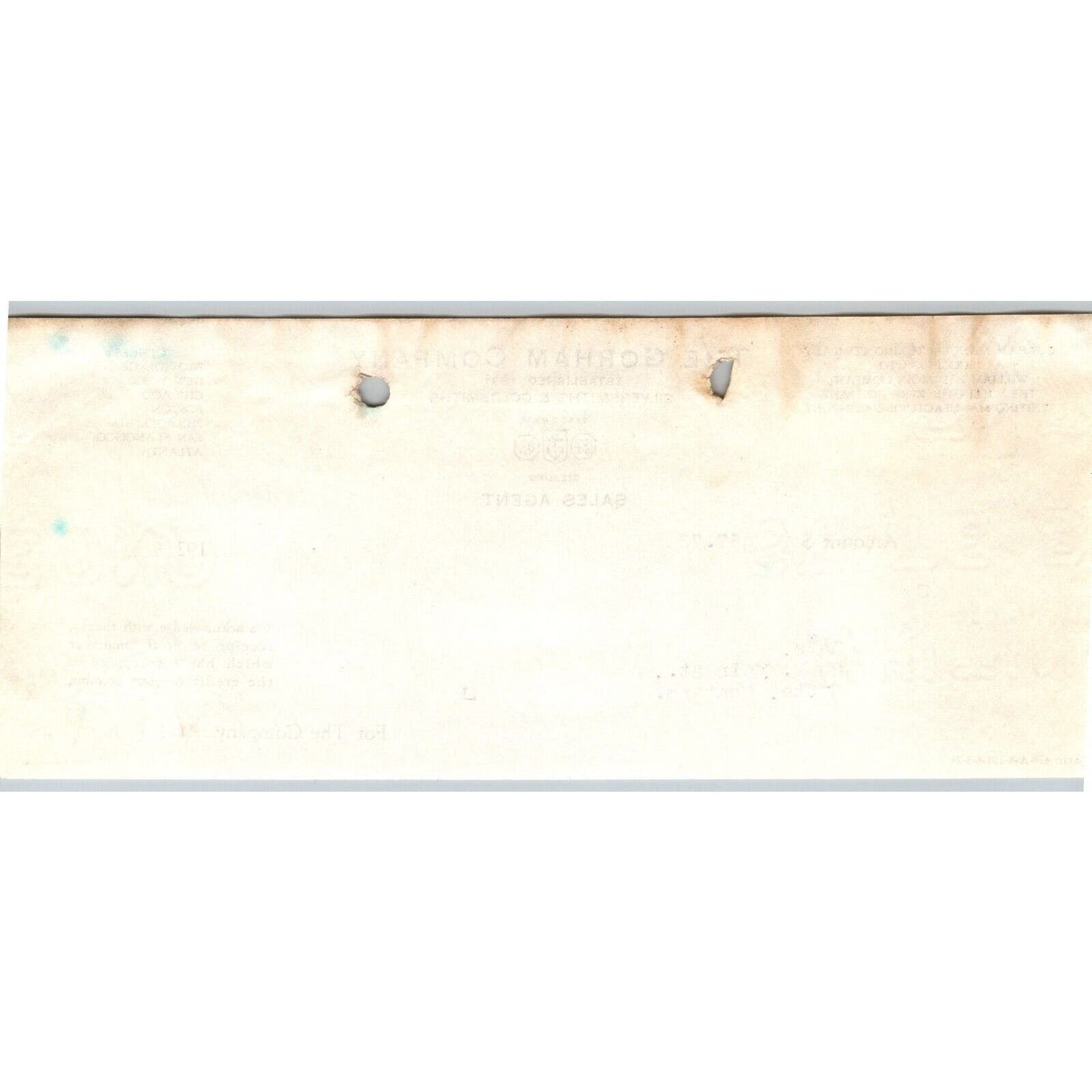 Gorham Company Silversmiths Goldsmiths 1924 "Leys" Billhead $67.73 Receipt