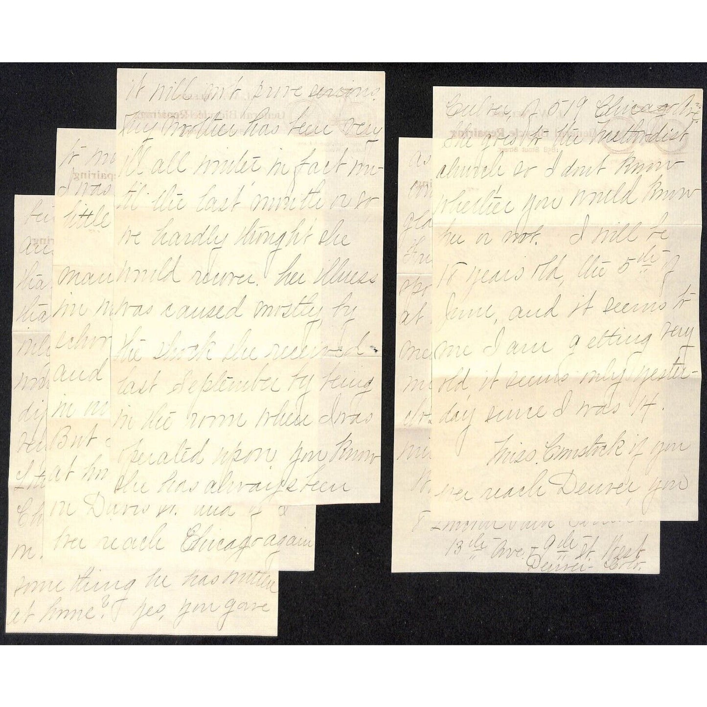 Denver, CO J.W. Nelson 1894 General Bicycle Repairing Letterhead 5pp ALS VGC