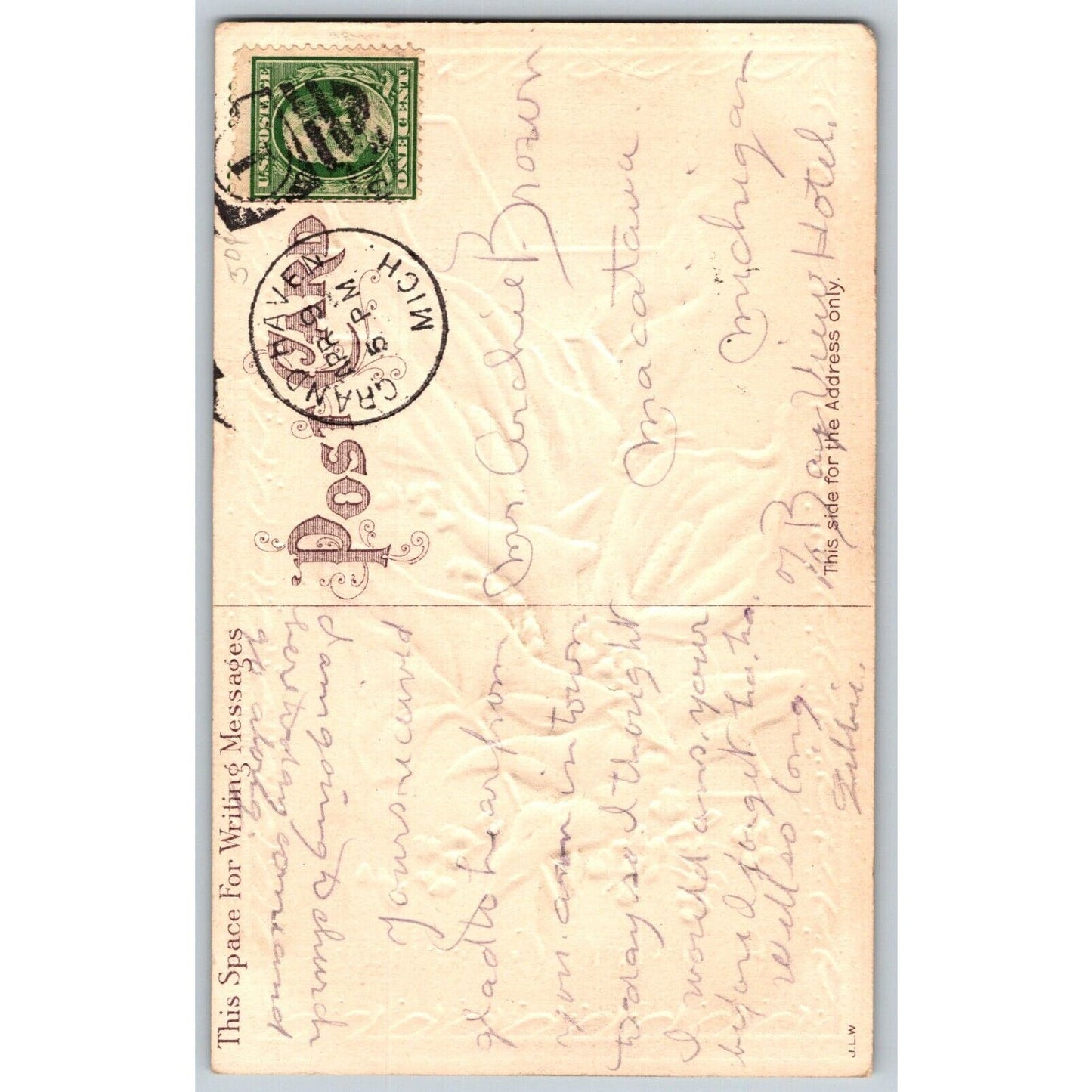 Vintage Easter Postcard "Easter Greetings" Floral Cross Embossed