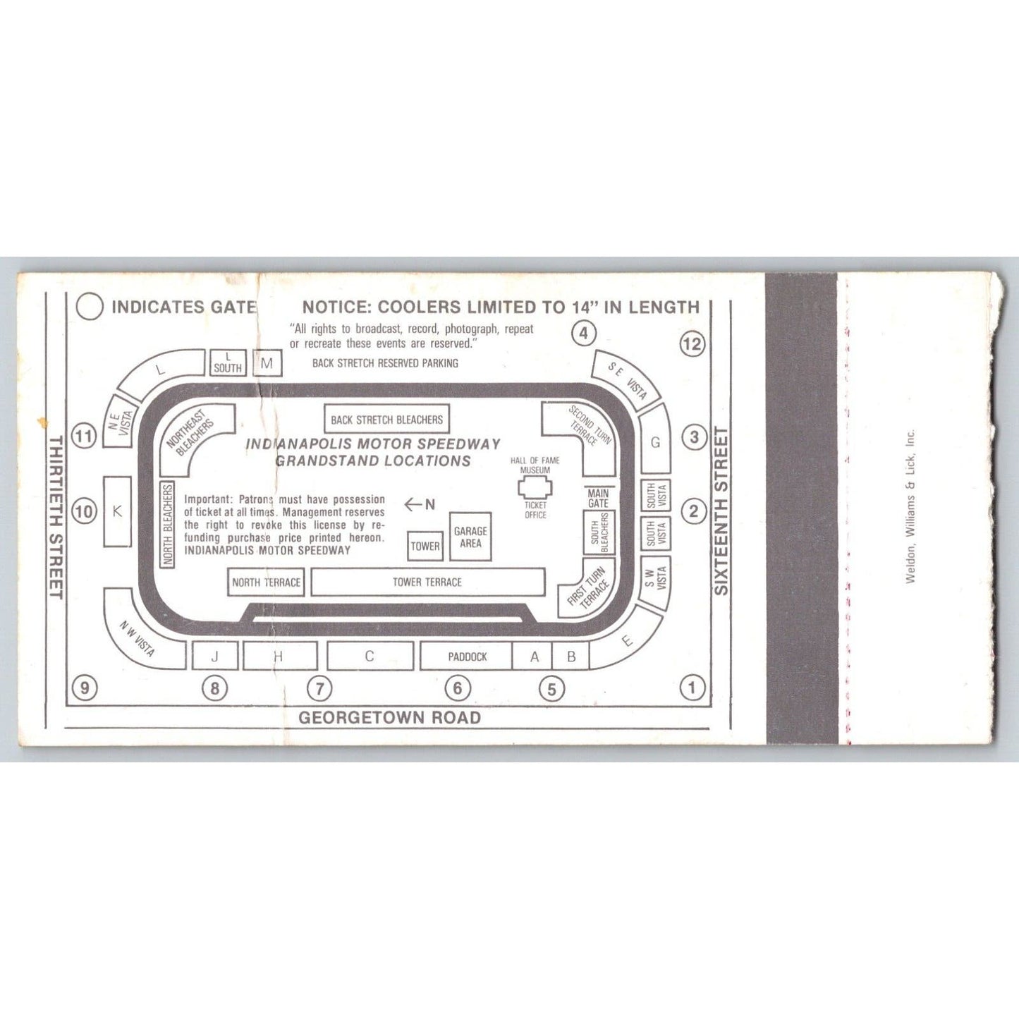 1990 Indianapolis 500 Ticket Stub Racing IMS Emerson Fittipaldi - seat 3