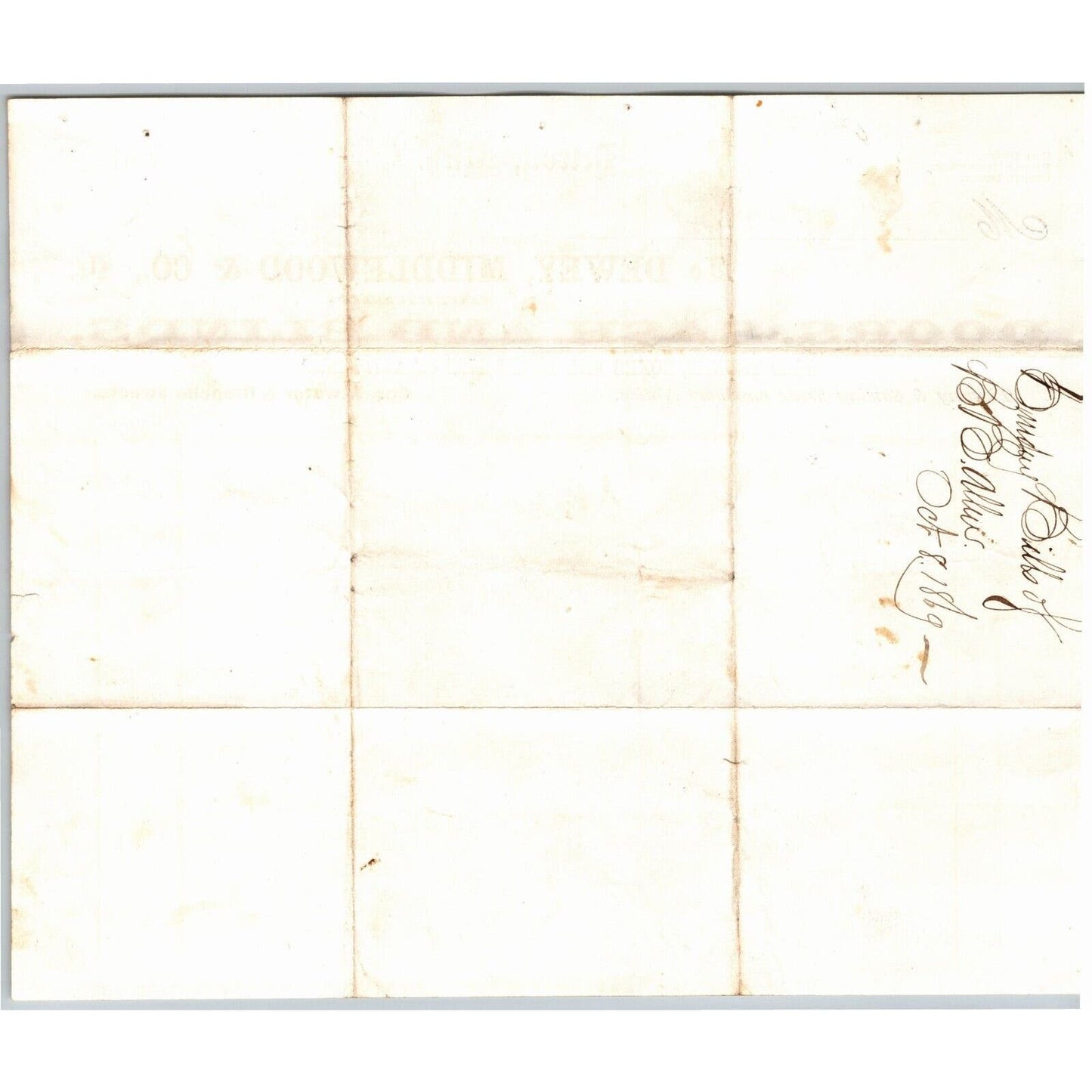 Detroit Letterhead Dewey, Middlewood & Co. Doors, Sash and Blinds 1869