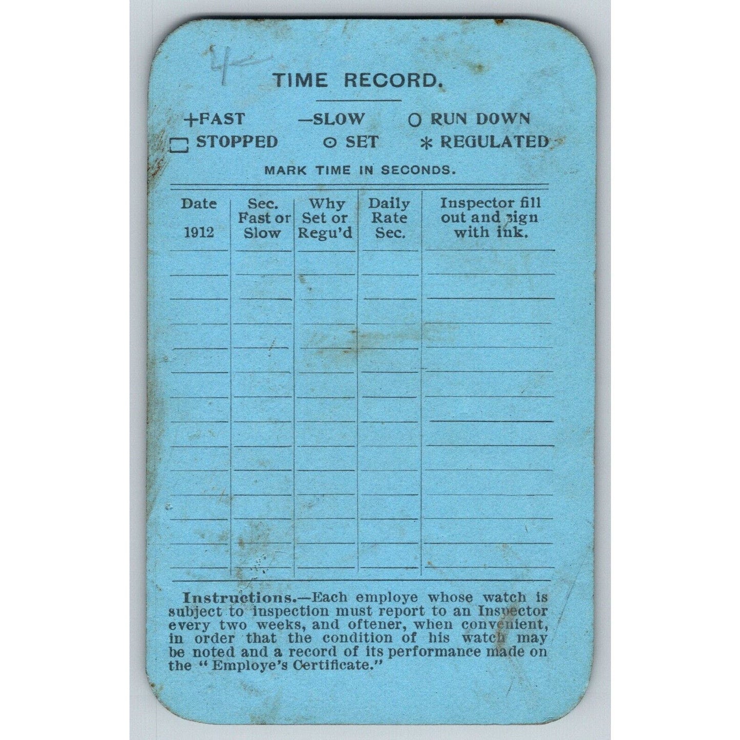 Maine Central Railroad 1912 Time Inspection Service Employe's Certificate Scarce