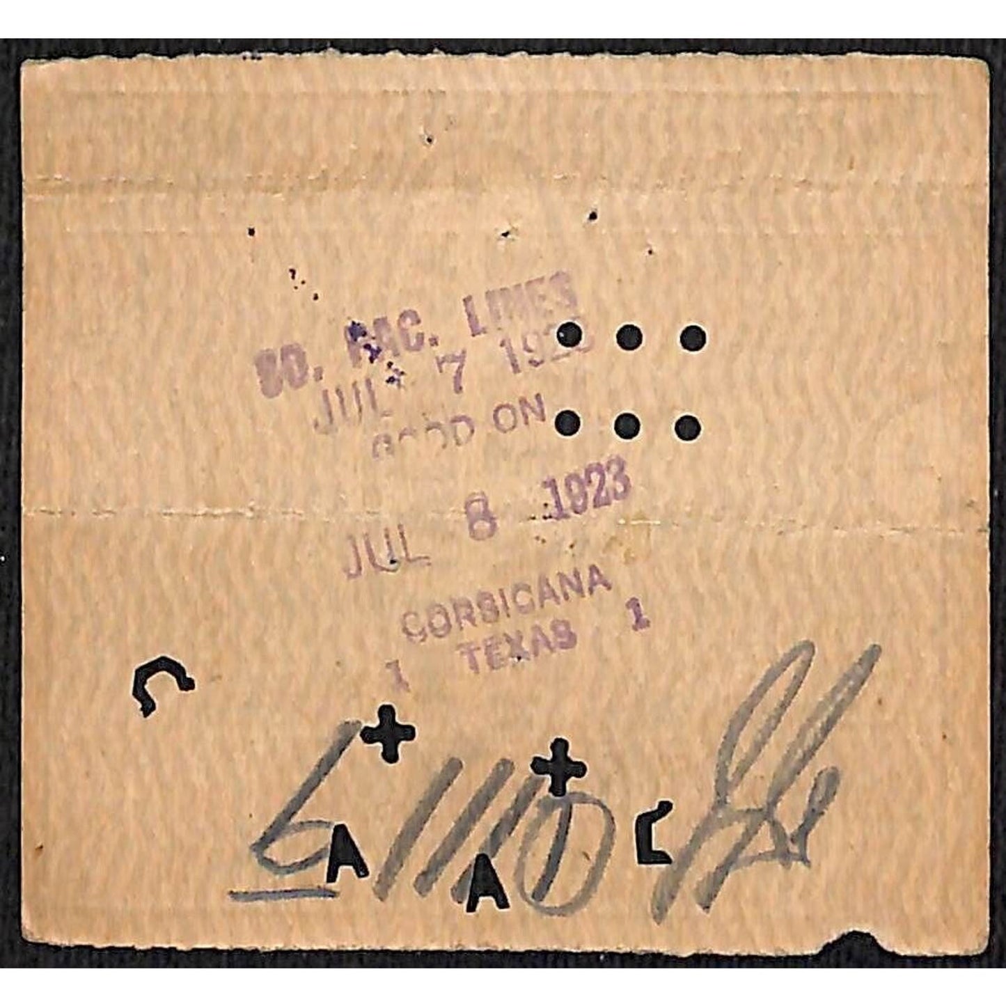 Houston & Texas Central Railroad Ticket 1922 "Rochester Only" #153