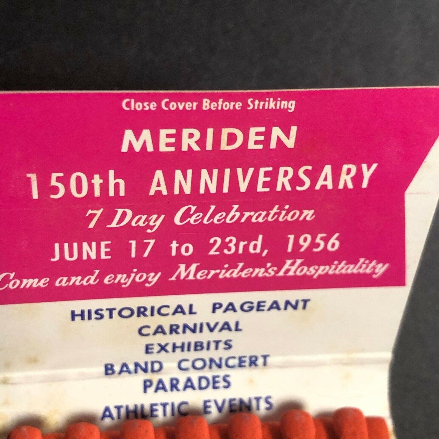 Vintage 1956 Full Matchbook "150th Anniversary" 7-Day Celebration