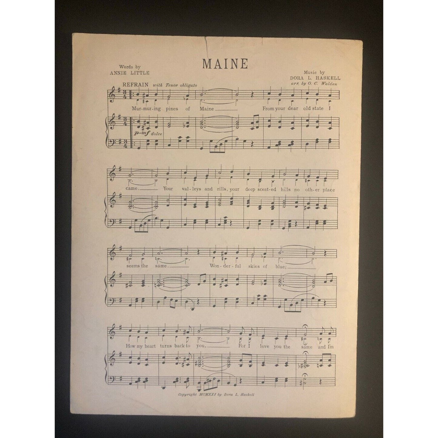 Scarce Vintage 1923 Sheet Music "Lest We Forget" Annie Little