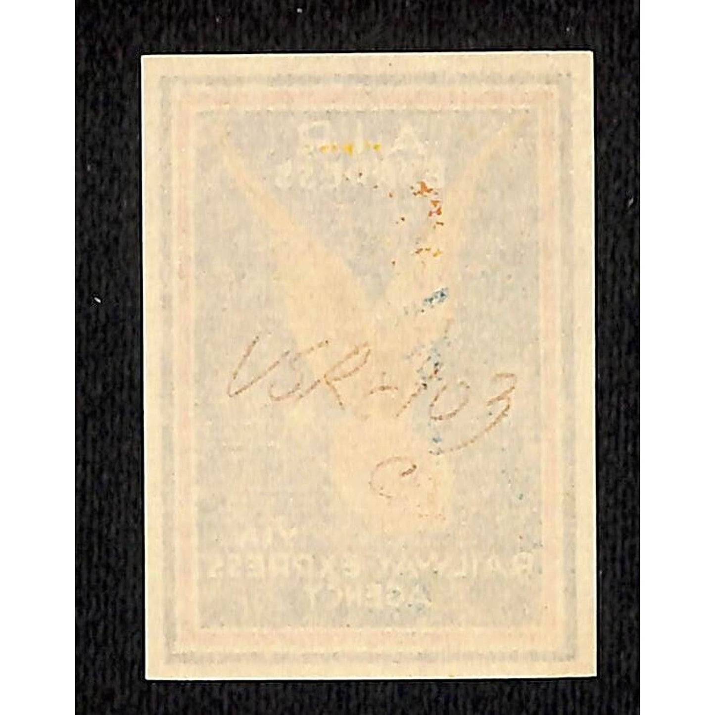Air Express via Railway Express Agency Gum Label c1930's-40's w/ Winged Package