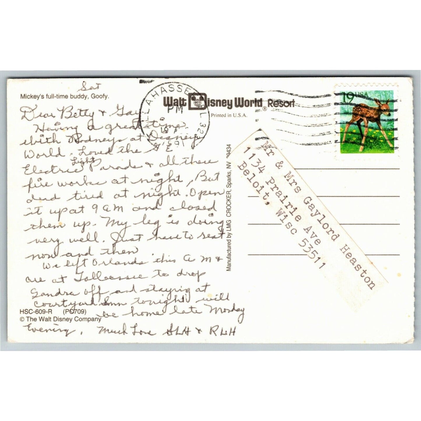 Vintage Disney World Postcard - Mickey's Full-Time Buddy, Goofy