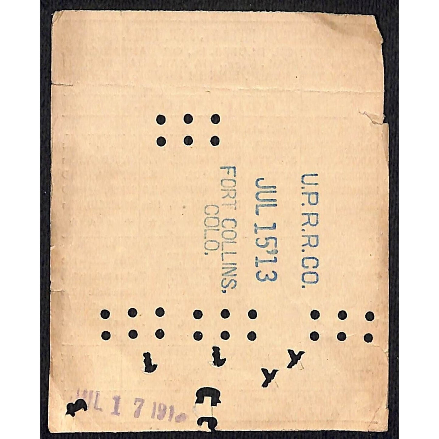 1913 Union Pacific Railroad Ticket Missouri River St. Paul Lines #1517