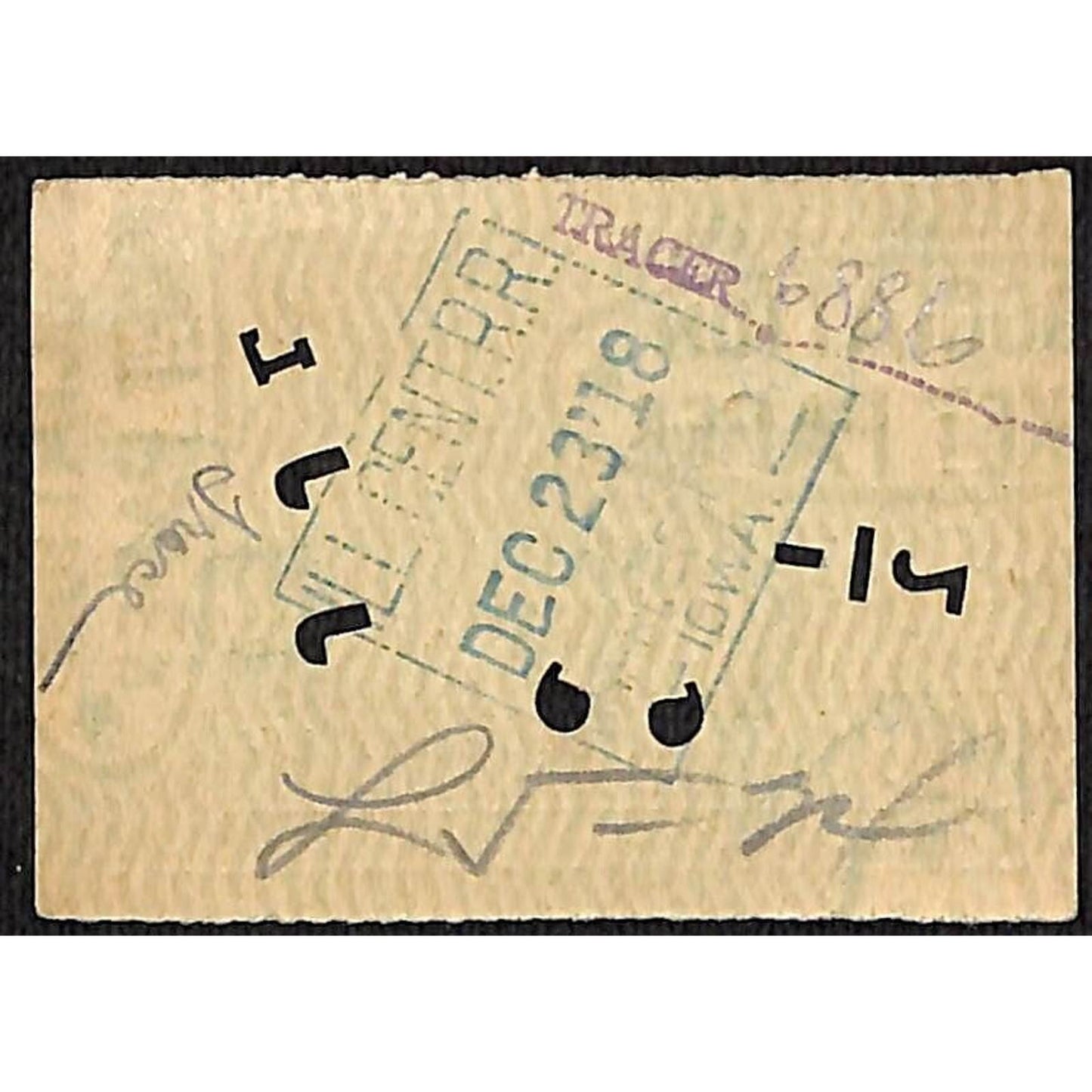 1918 Illinois Central Railroad Ticket First Class Waterloo to Kansas City #889