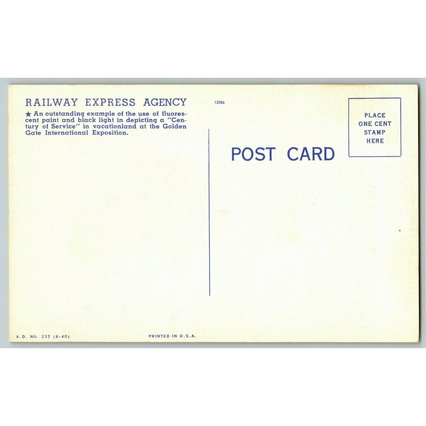 Railway Express Exhibit 1940 San Francisco World's Fair Linen Postcard