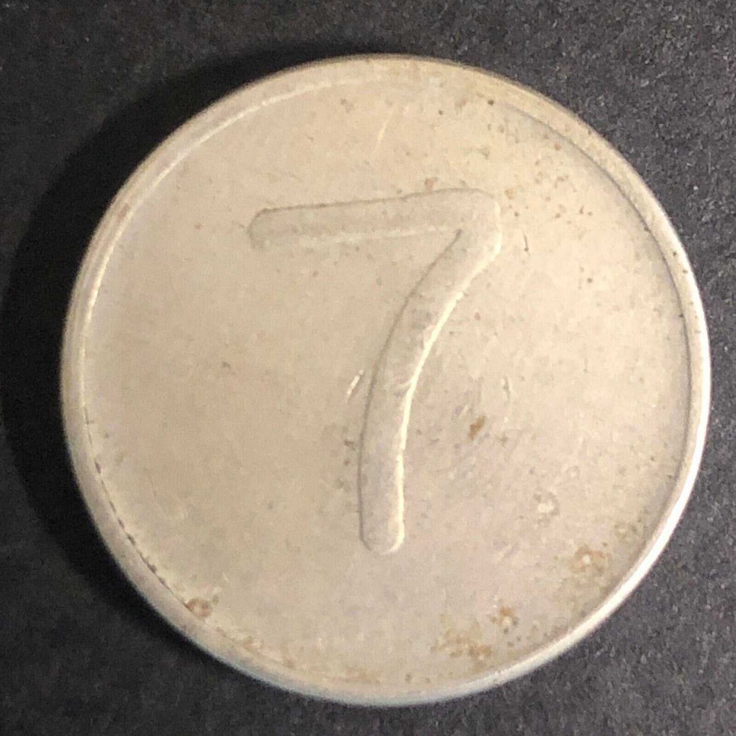 Vintage 20mm Nickel Plated Brass "7" "Hull Metro Transportation" Quebec Token