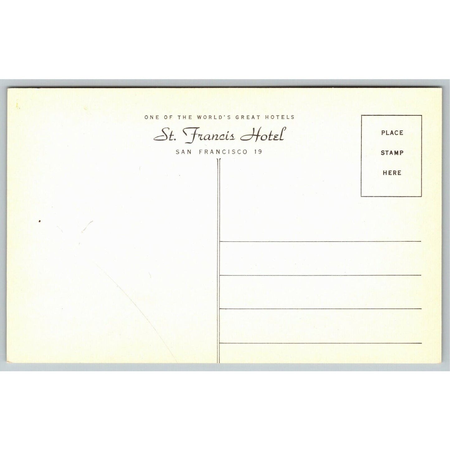 Vintage Postcard San Francisco 19 -- St. Francis Hotel Union Square
