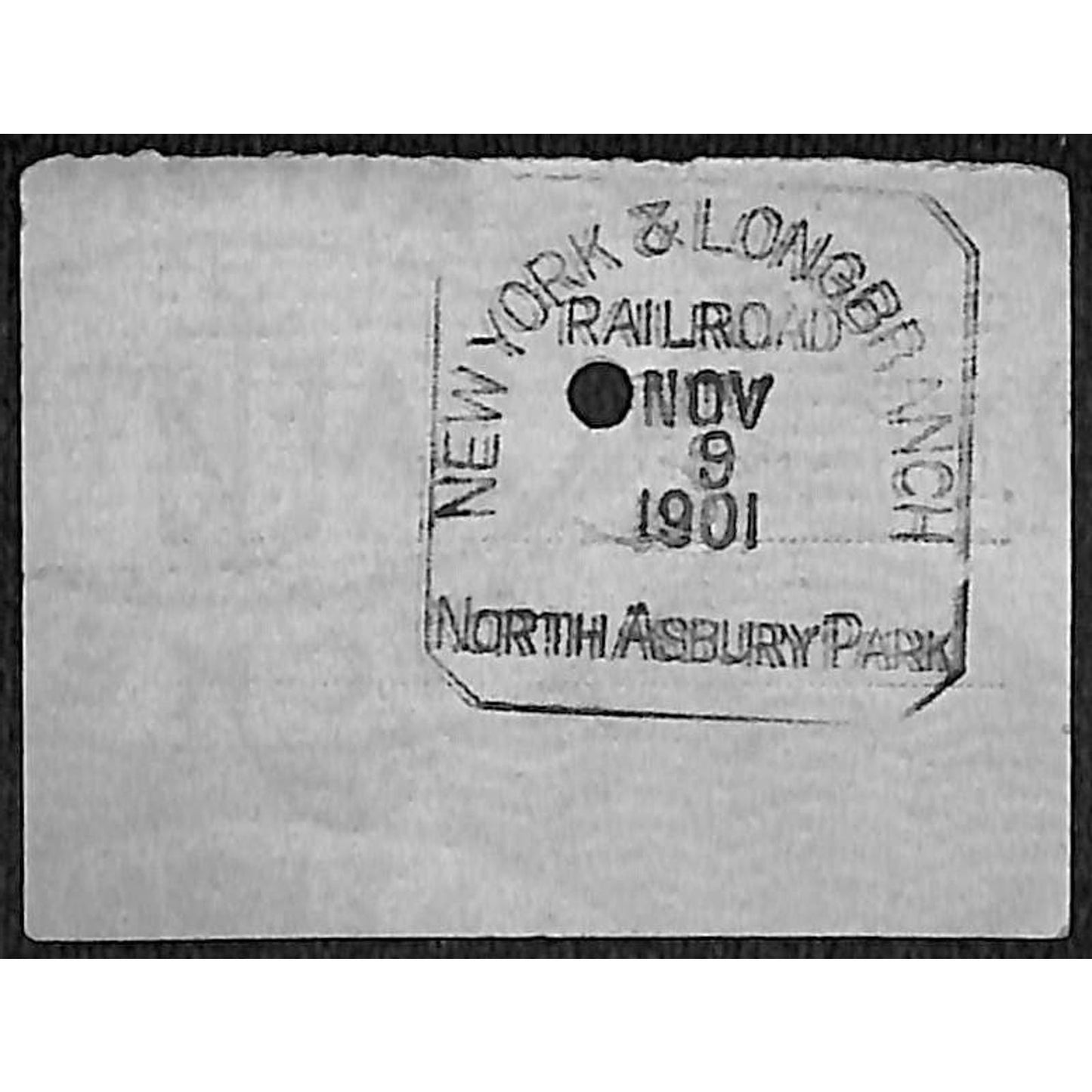 New York & Long Branch Railroad 1901 Write-In Ticket North Asbury Park #4005
