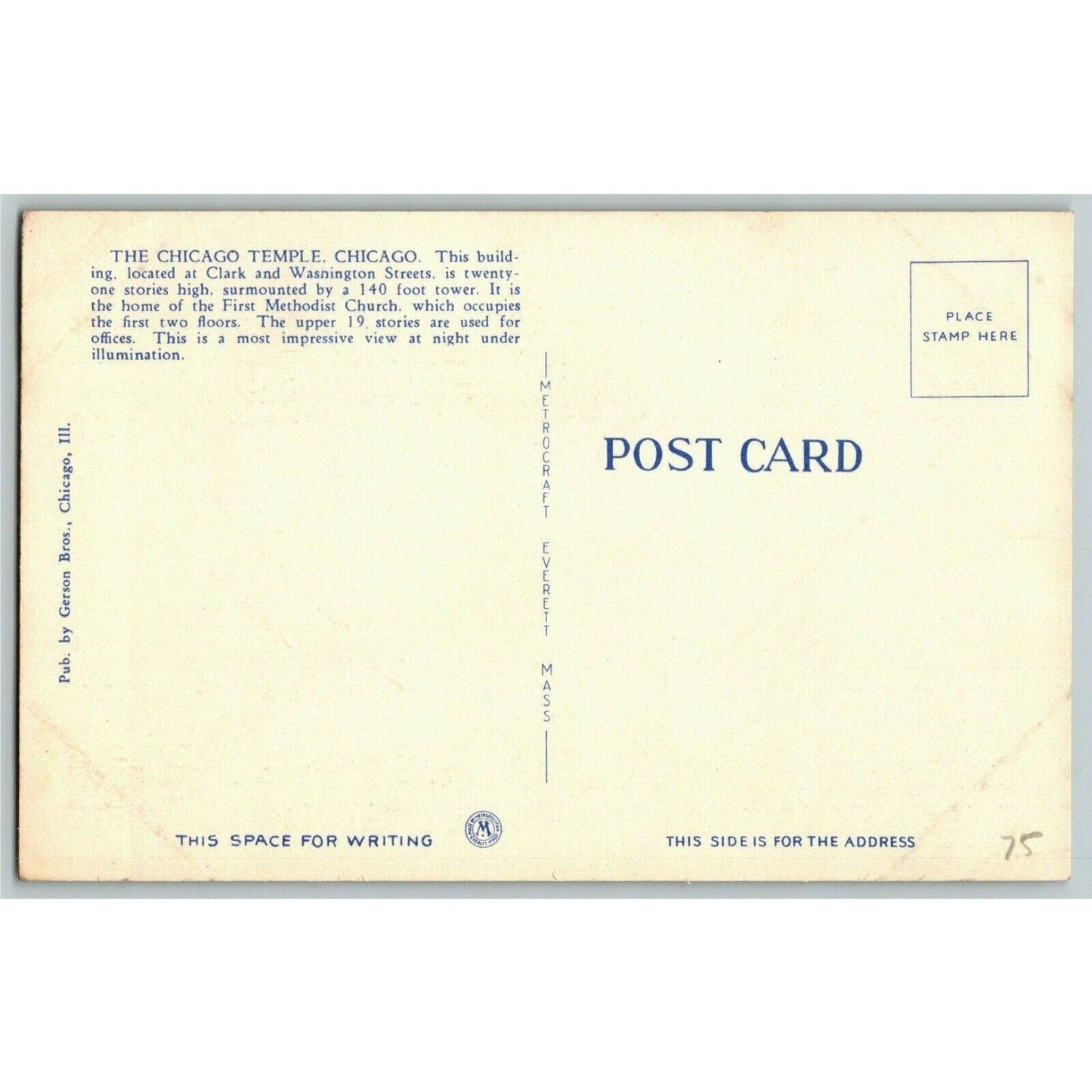 Vintage Linen Postcard Chicago Temple by Illumination - Unposted