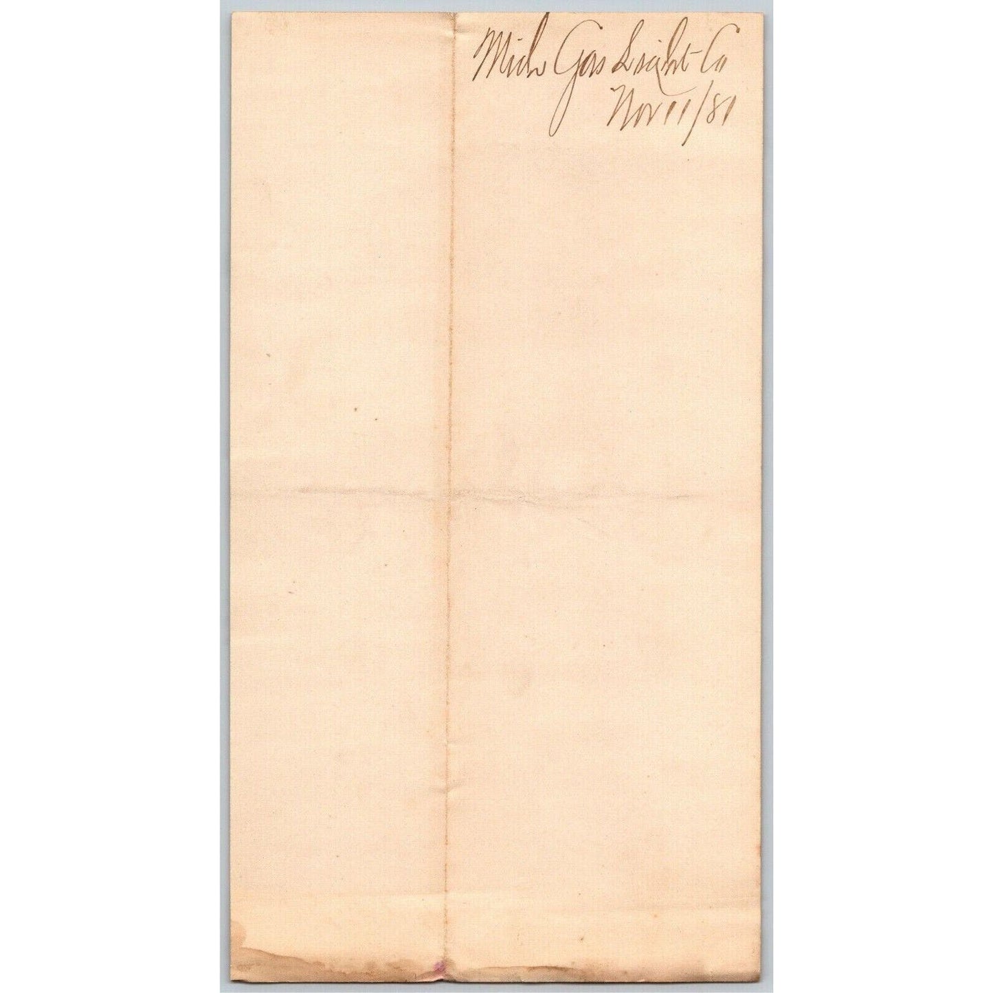 Detroit Letterhead "Michigan Gas Light Co." 220 Brush Street 1881