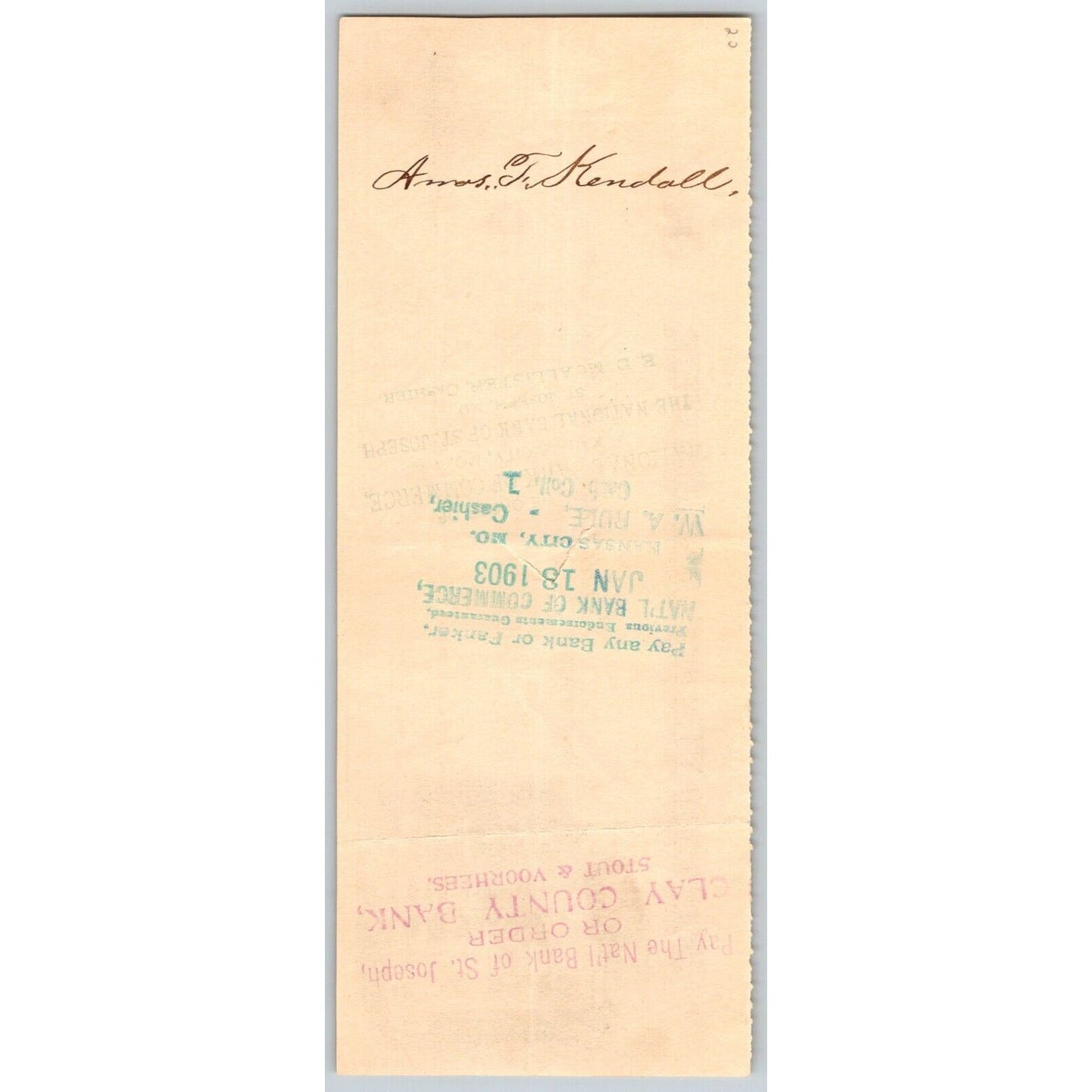 Blackwell, OK 1903 Territorial FNB Bank Check w/ Building Vignette - Scarce