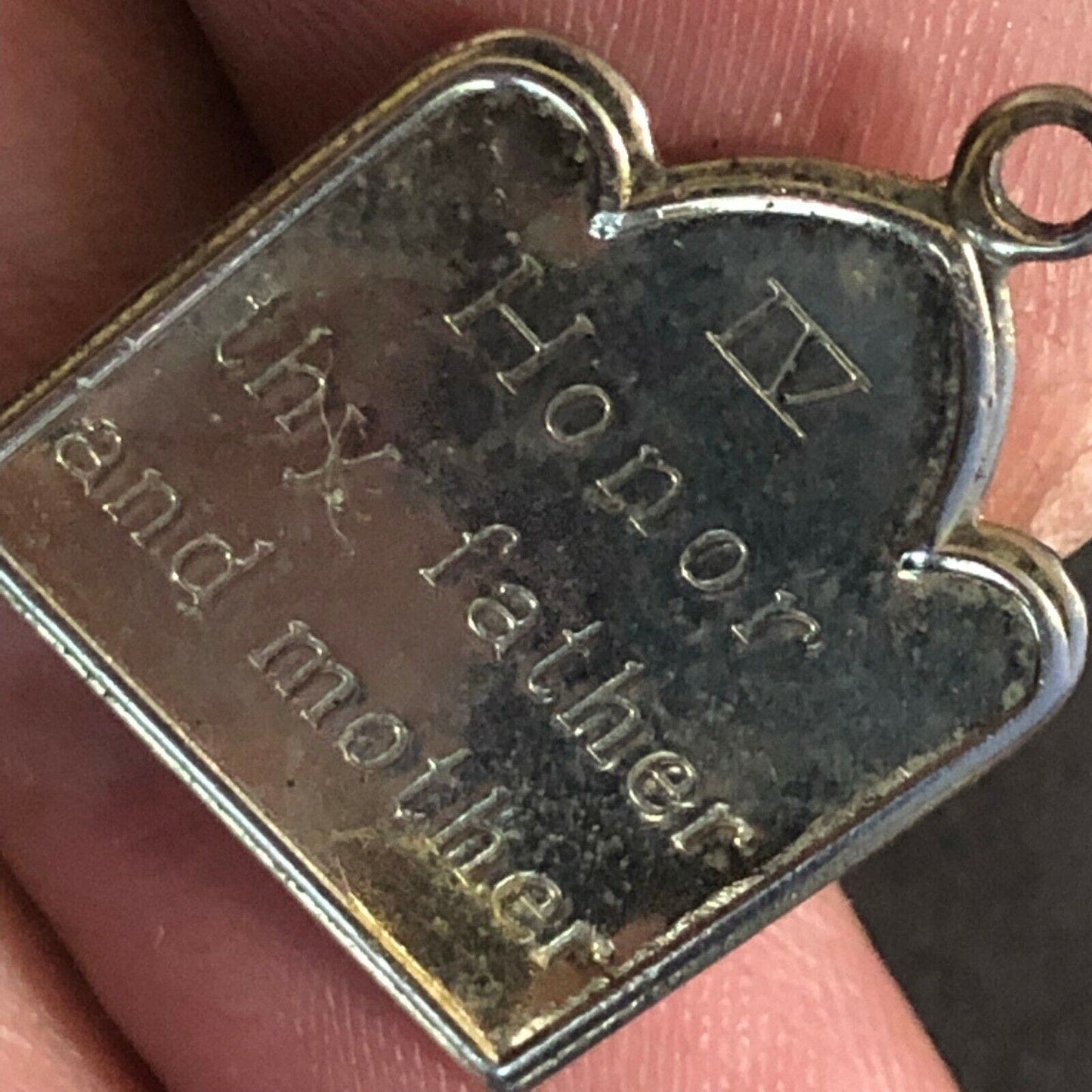 Vintage 17mm x 23mm Pendant Ten Commandments - IV Honor thy Father and Mother