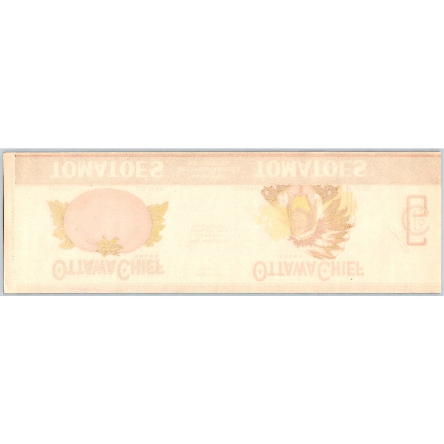 Ottawa Chief Tomatoes Paper Can Label Haserot Co. Cleveland c1935 Scarce