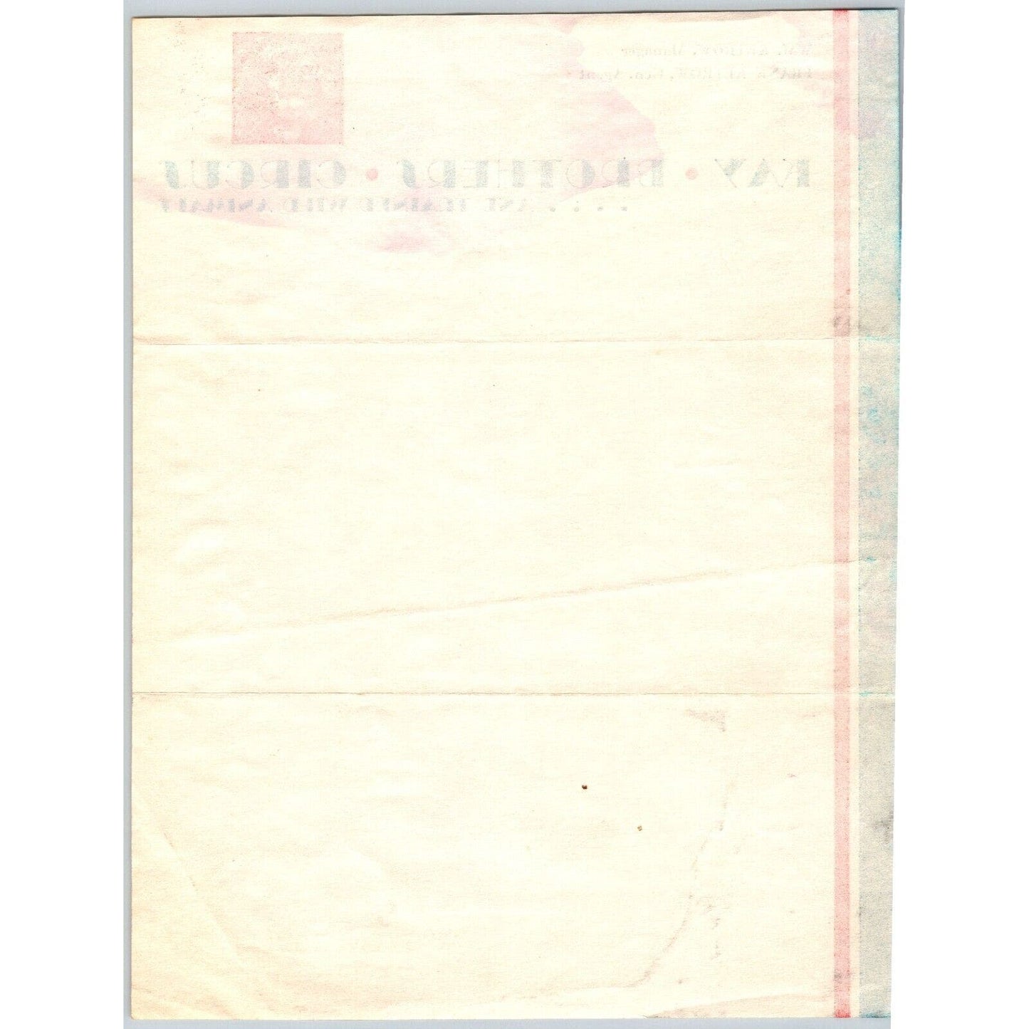Kay Brothers Circus Trained Wild Animals Letterhead Ketrow c1932-38 Scarce