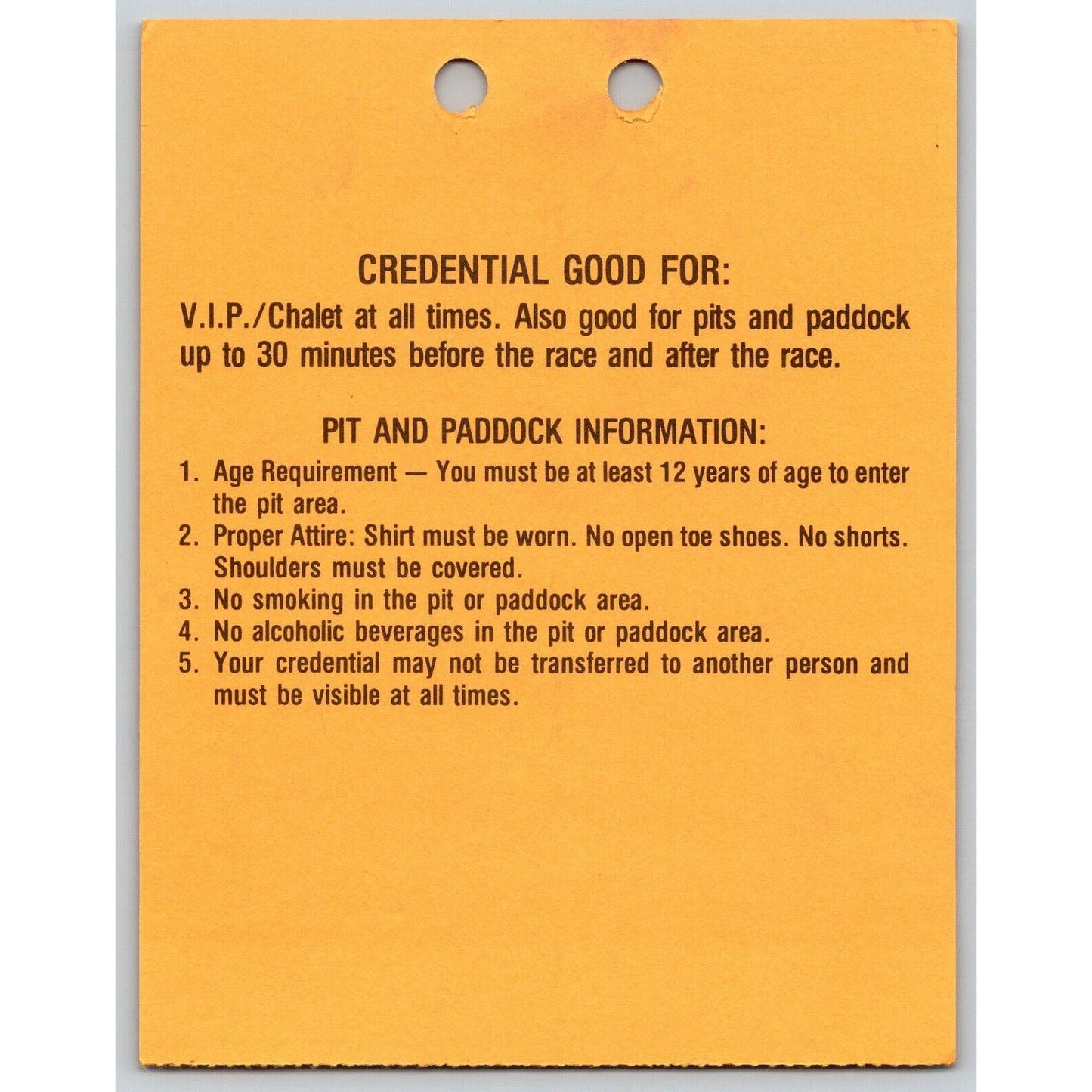 1989 Budweiser Cleveland CART Grand Prix VIP Chalet Parking Pass #093