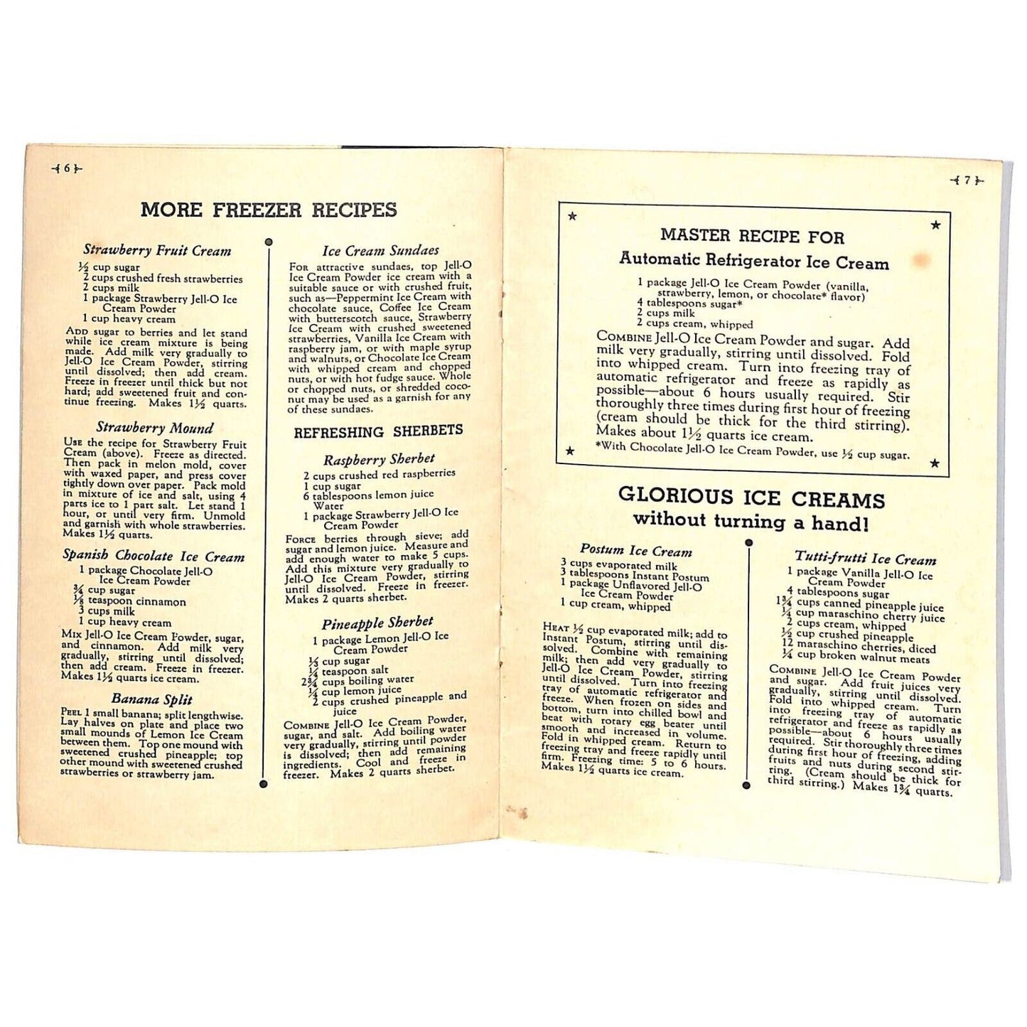 Jell-O Ice Cream Powder Recipe Booklet 1935 7pp VGC Scarce