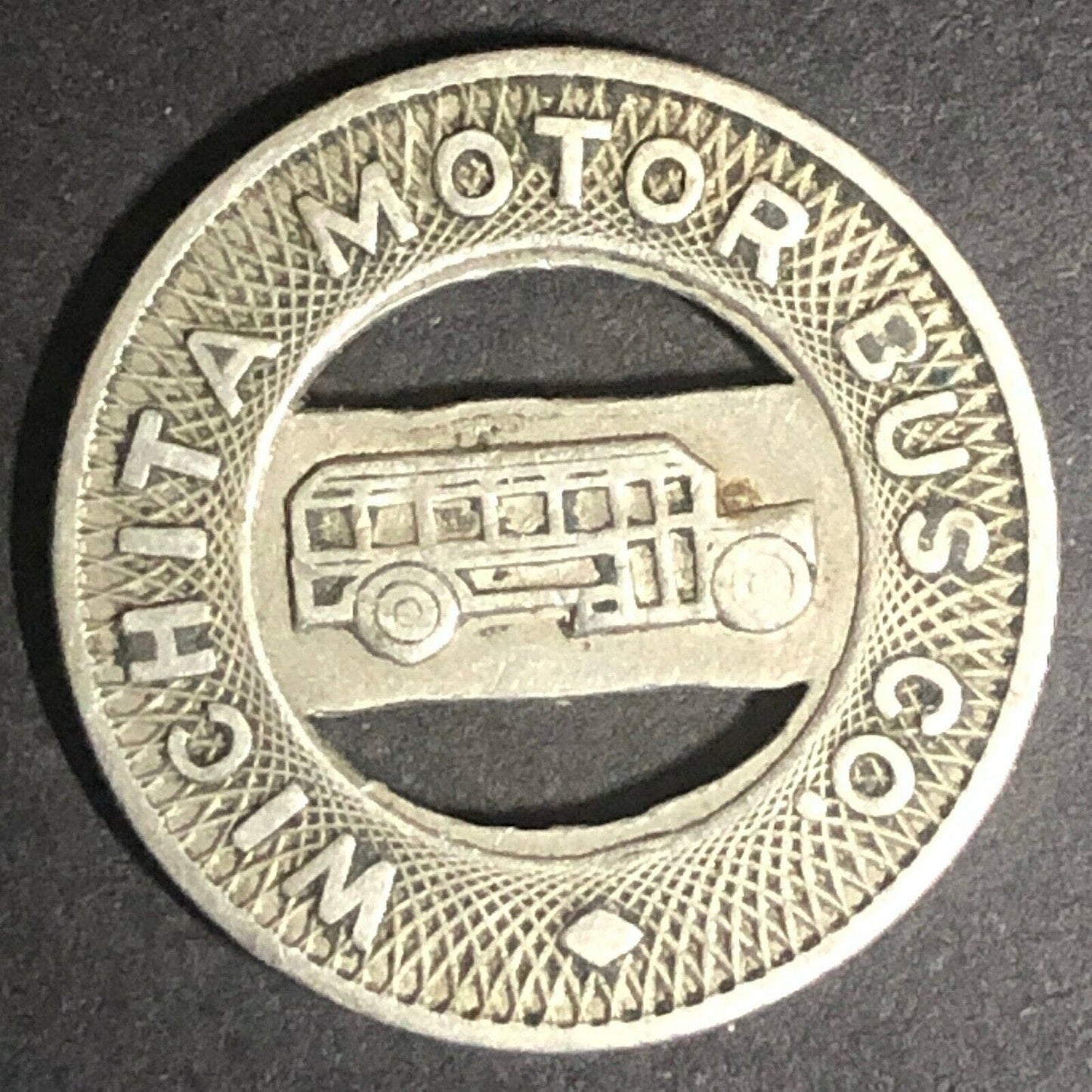 c1940's 20mm Wichita Motor Bus Co. G/F One Fare Brass Transit Token Kansas