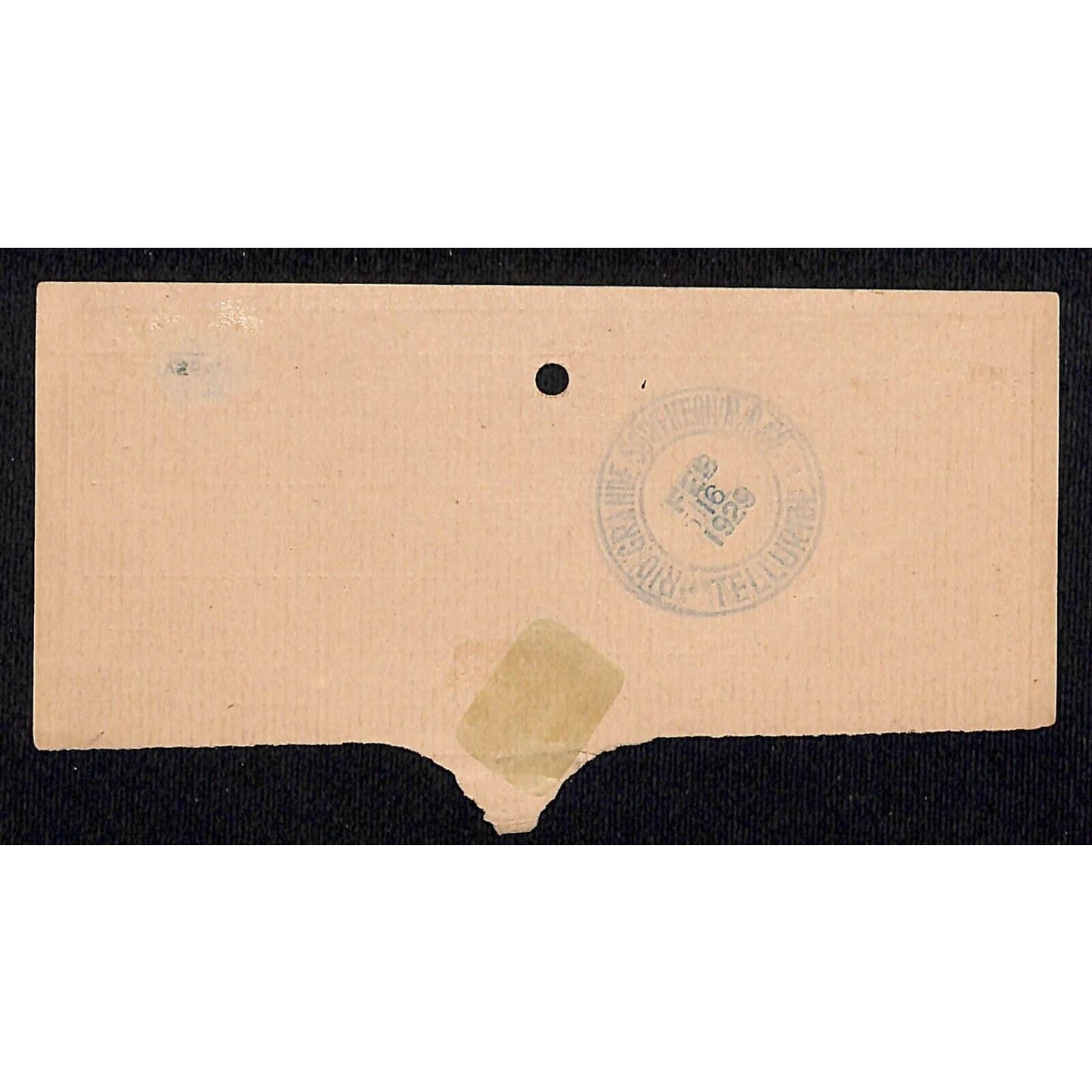 1929 Rio Grande Southern Railroad Party or Emergency Ticket Agent's Stub