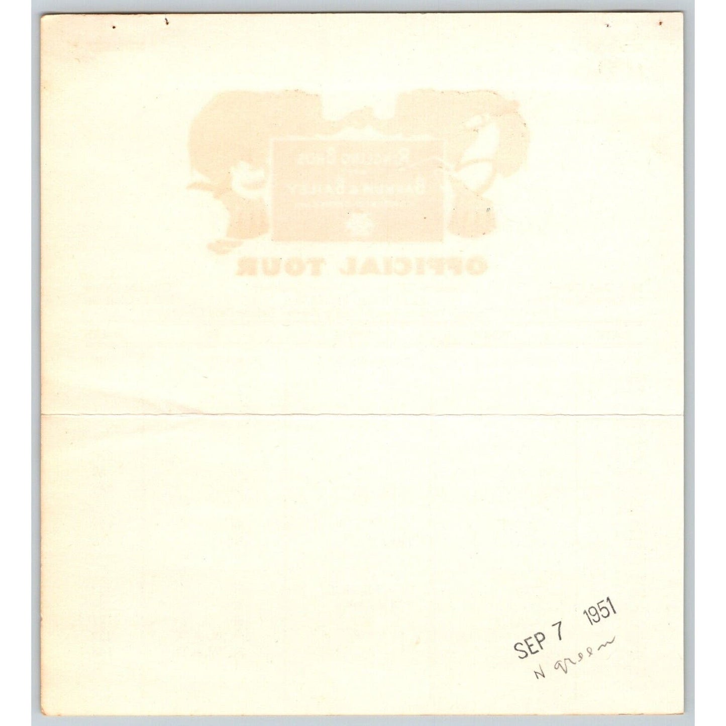 1951 Ringling Bros Barnum Bailey Circus Route Card Dallas Phoenix Los Angeles