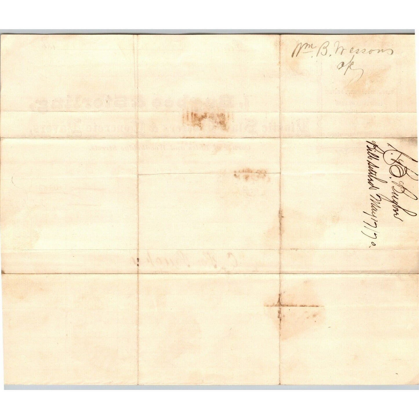 Detroit Letterhead Bugbee & Sterling "Plastic Slate Roofers" 1870 w/ Rev Stamp