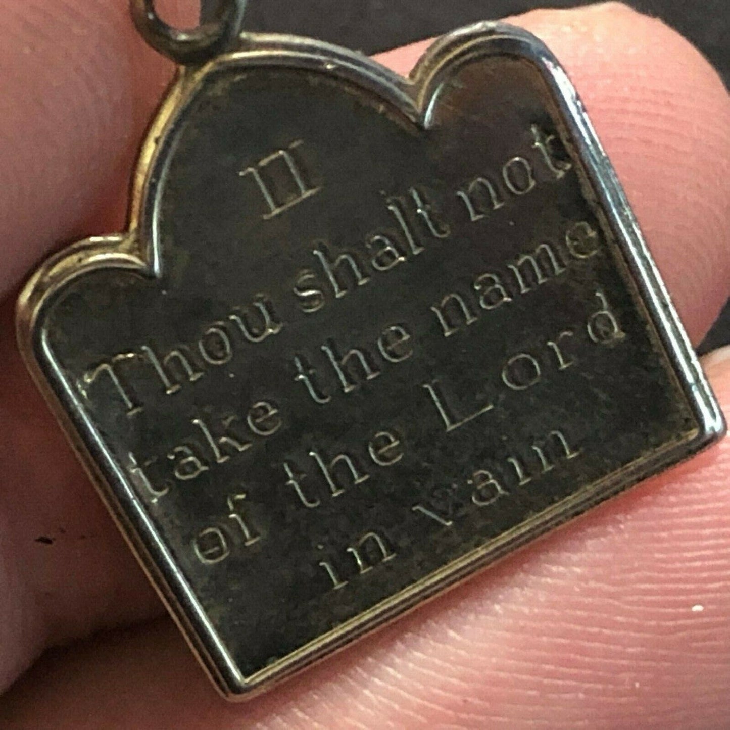 Vintage 17mm x 23mm Pendant Ten Commandments - II "..Lord's Name in Vain"