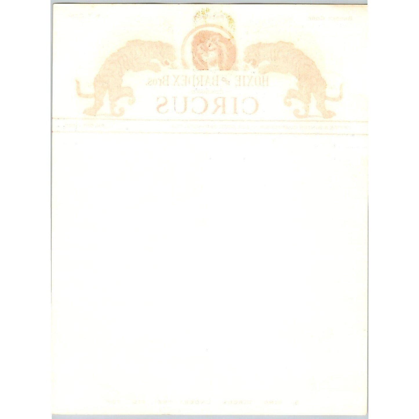 Hoxie and Bardex Bros. Circus Letterhead c1962 Tigers Sarasota Scarce