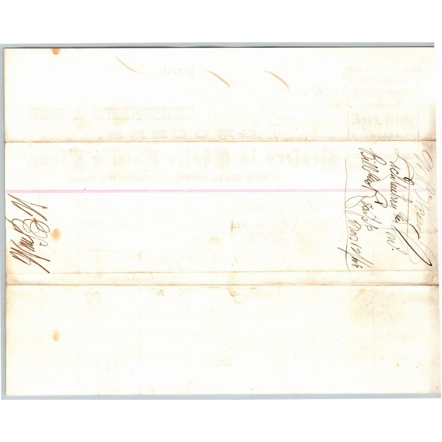 Detroit Letterhead Lichtenberg & Sons Grocers Corn Meal Oatmeal Mill Feed 1868