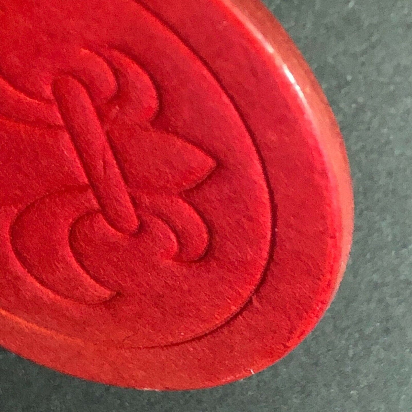 Vintage Embossed Red Fiber / Paper Fleur-de-lis Gaming / Poker Chip