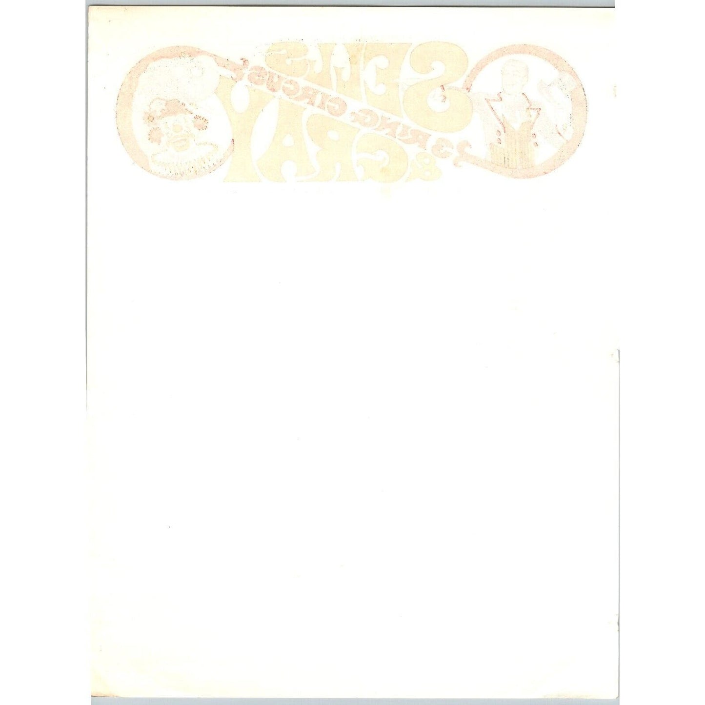 Sells 3 Ring Circus Letterhead 1973 Clown Elephants Ringmaster Blank Scarce