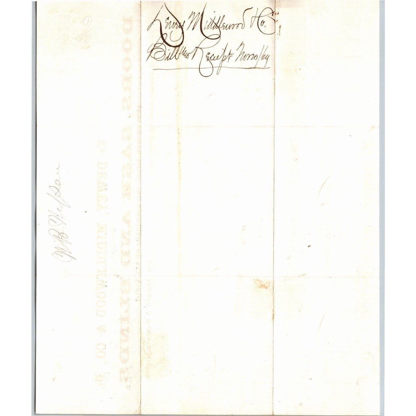 Detroit Letterhead Dewey, Middlewood & Co. Doors, Sash and Blinds 1869 Rev Stamp