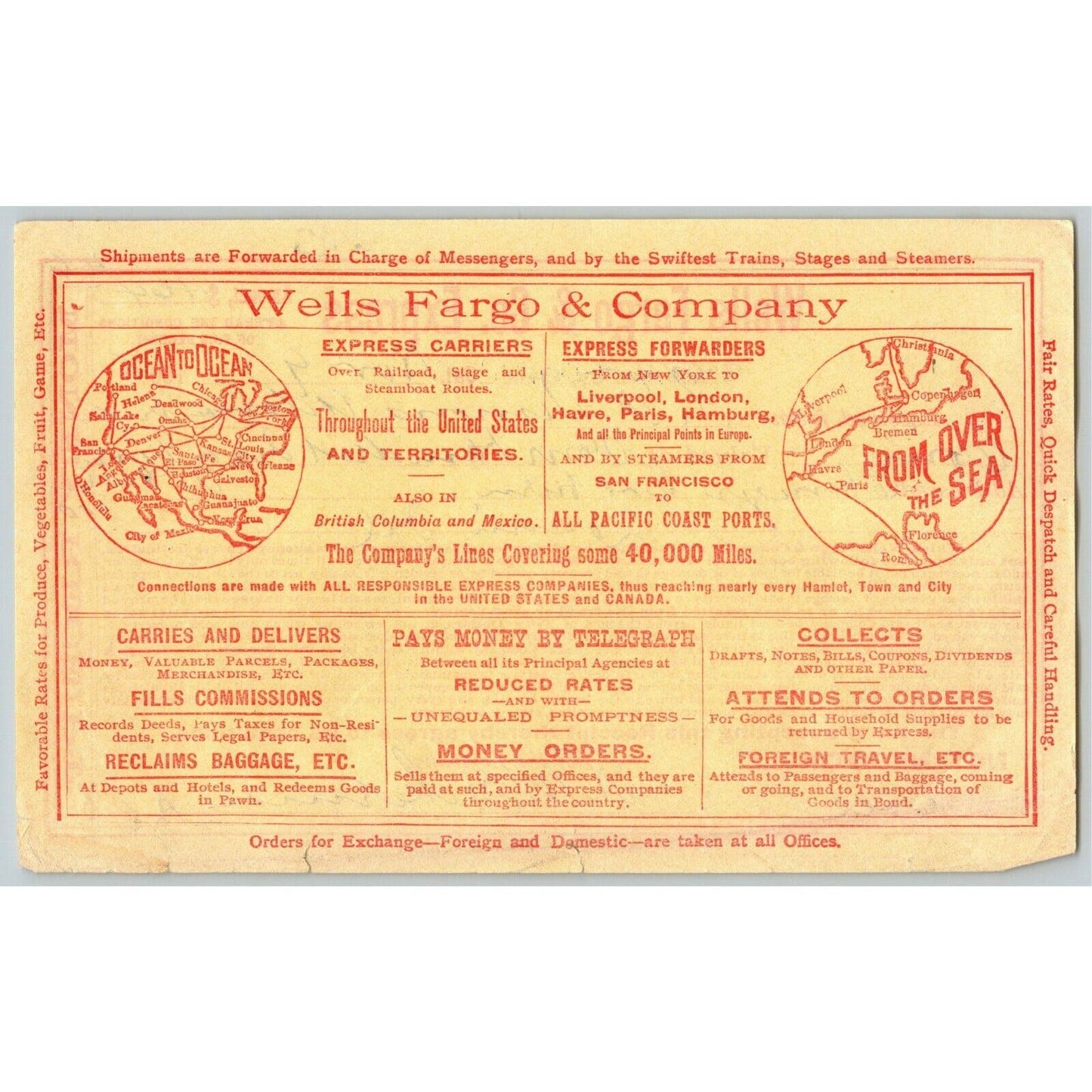 1908 Wells Fargo & Co Express - Grass Valley CA - $464.64 Money Receipt
