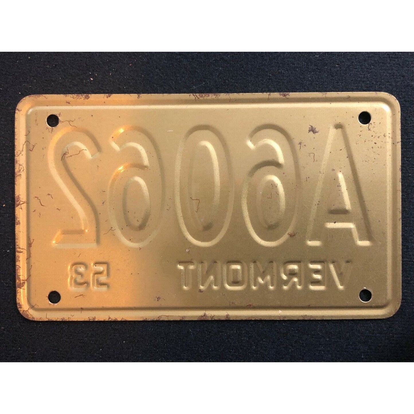 1953-54 General Mills Wheaties Tin Mini Bicycle License Plate - Vermont