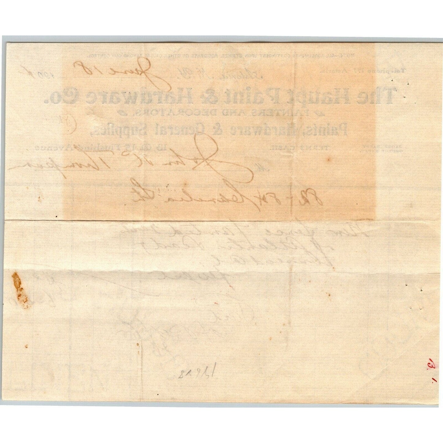 Haupt Paint & Hardware Co. 1904 Letterhead Astoria NY Painters and Decorations