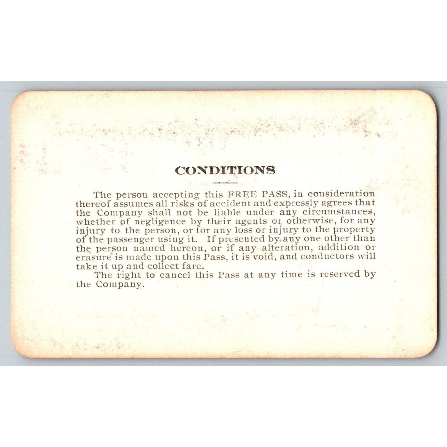Central Vermont Railroad 1908 Yearly Pass #1708 VGC