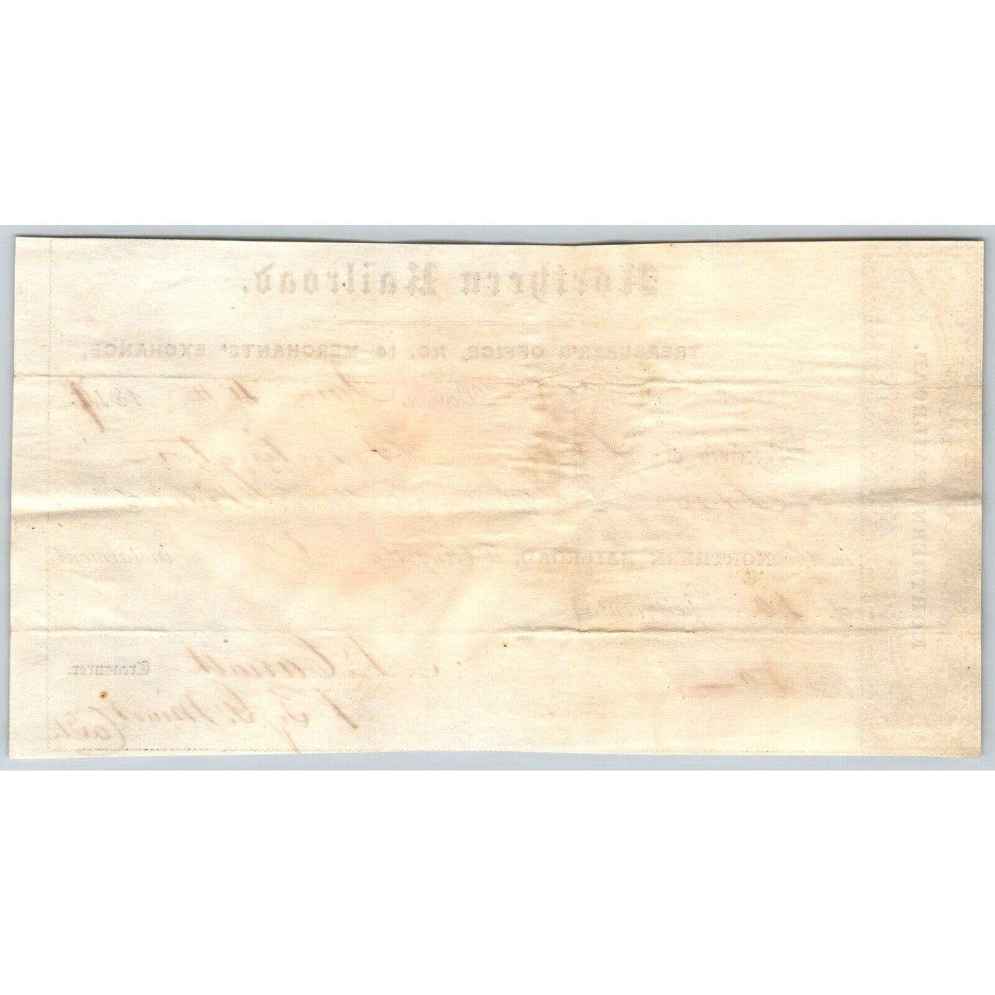 1847 Boston MA Treasurer Receipt Northern Railroad Stock "?? Huntington"