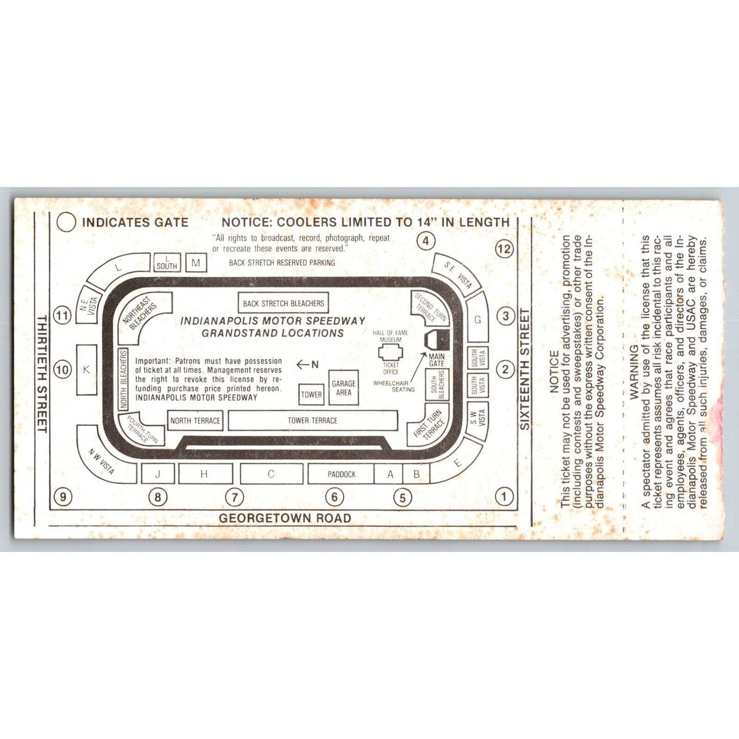 1991 Indianapolis 500 Ticket Stub Racing IMS - seat7
