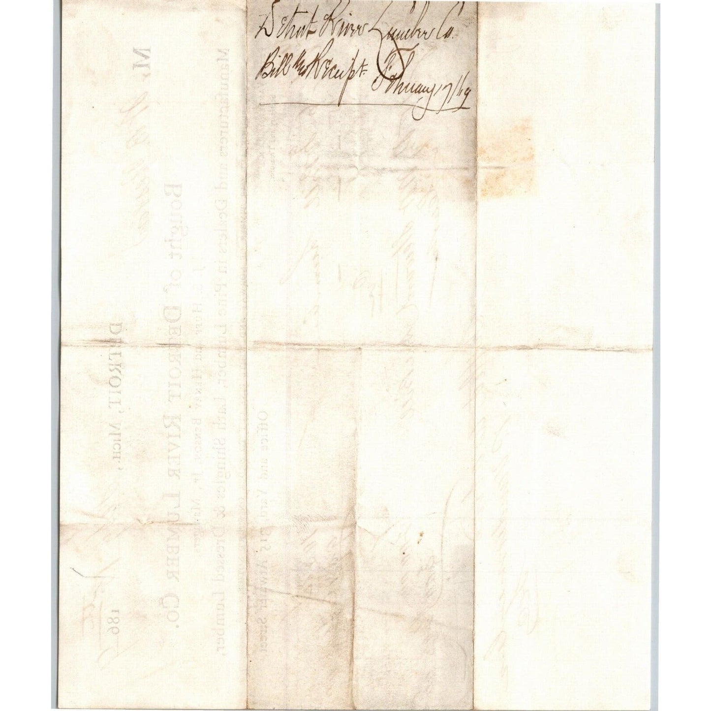 Detroit River Lumber Co. Letterhead Pine Lath Shingles Dressed Lumber 1869